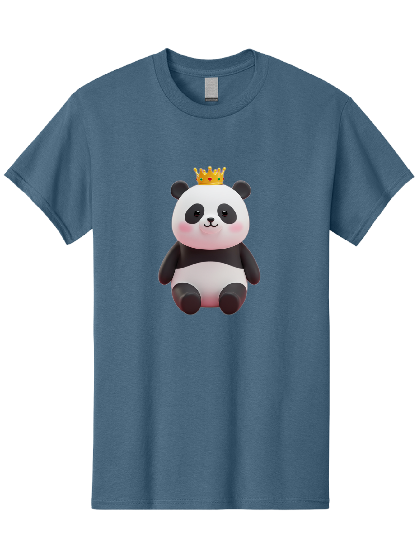 Crowned-Panda-1 Men'S Graphic Tee, 100% Cotton, Comfortable Casual Summer Wear, Machine Washable, Cartoon Panda, 3D Illustration, Panda Bear, Crown On Head, Regal Animal, Cute Expression, Rosy Cheeks, Kawaii Character, Adorable Design, Bae419