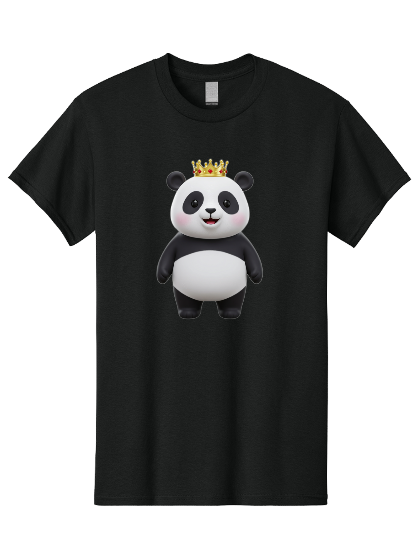Crowned-Panda Men'S Graphic Tee, 100% Cotton, Comfortable Casual Summer Wear, Machine Washable, Cartoon Panda Bear, Royal Crown, Cute Animal, Adorable Face, Black And White Panda, Funny Character, Kawaii Art, Digital Illustration, Bae420