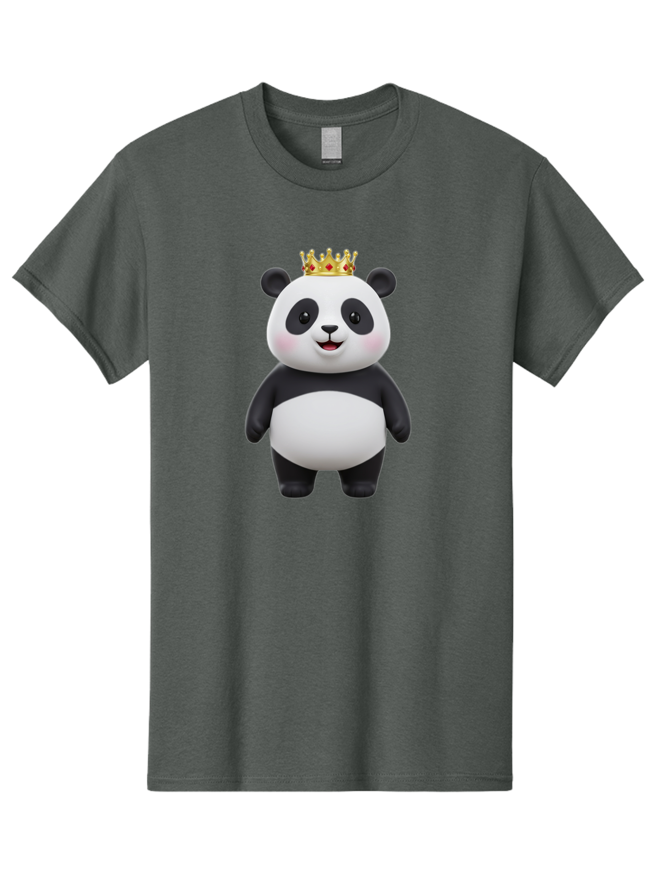 Crowned-Panda Men'S Graphic Tee, 100% Cotton, Comfortable Casual Summer Wear, Machine Washable, Cartoon Panda Bear, Royal Crown, Cute Animal, Adorable Face, Black And White Panda, Funny Character, Kawaii Art, Digital Illustration, Bae420