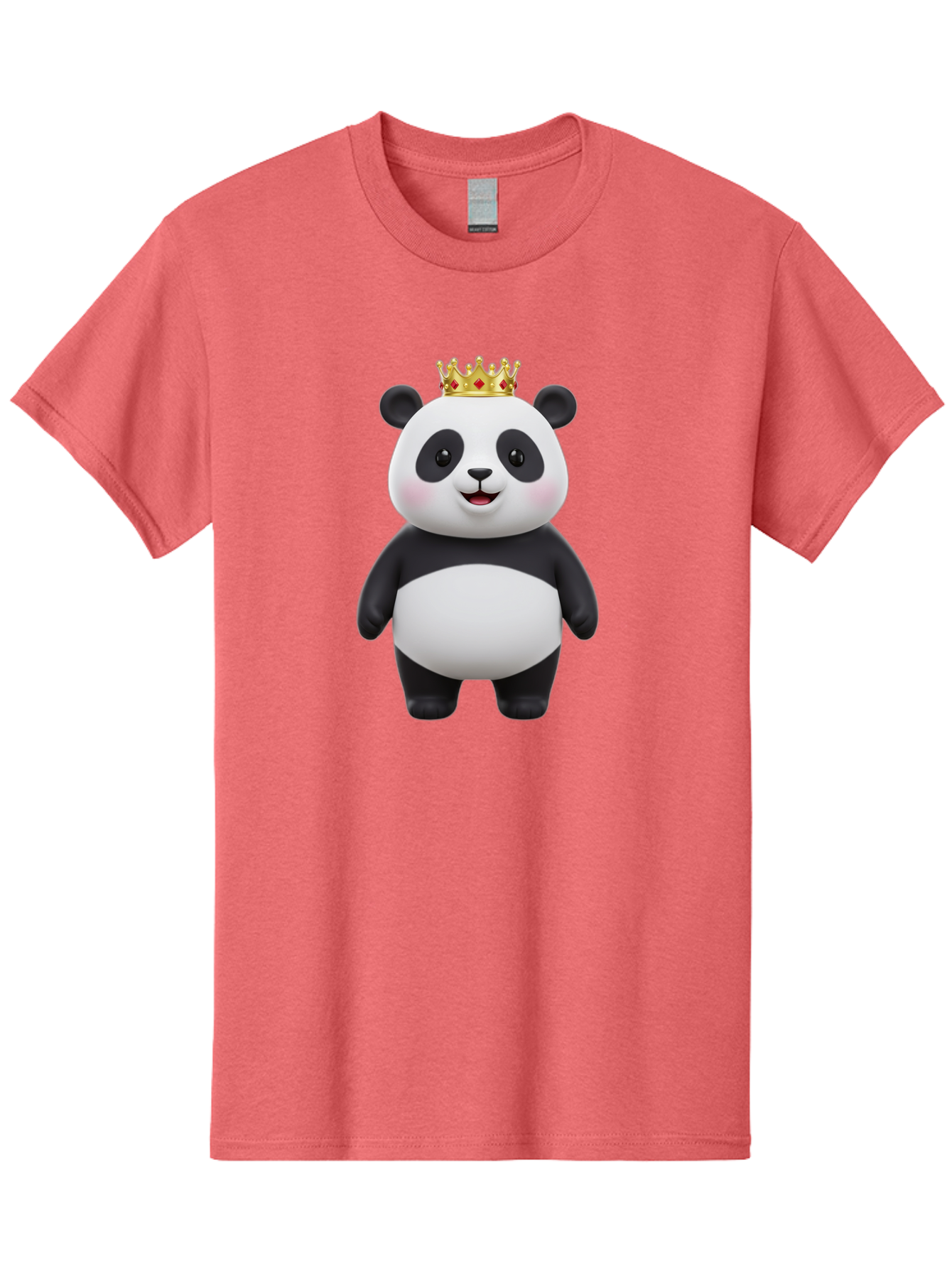 Crowned-Panda Men'S Graphic Tee, 100% Cotton, Comfortable Casual Summer Wear, Machine Washable, Cartoon Panda Bear, Royal Crown, Cute Animal, Adorable Face, Black And White Panda, Funny Character, Kawaii Art, Digital Illustration, Bae420