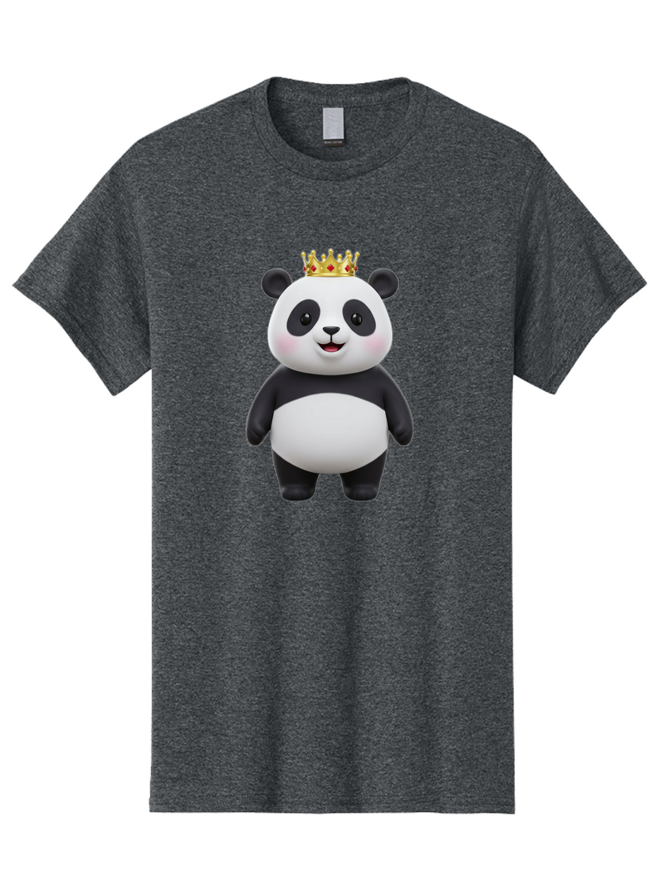 Crowned-Panda Men'S Graphic Tee, 100% Cotton, Comfortable Casual Summer Wear, Machine Washable, Cartoon Panda Bear, Royal Crown, Cute Animal, Adorable Face, Black And White Panda, Funny Character, Kawaii Art, Digital Illustration, Bae420