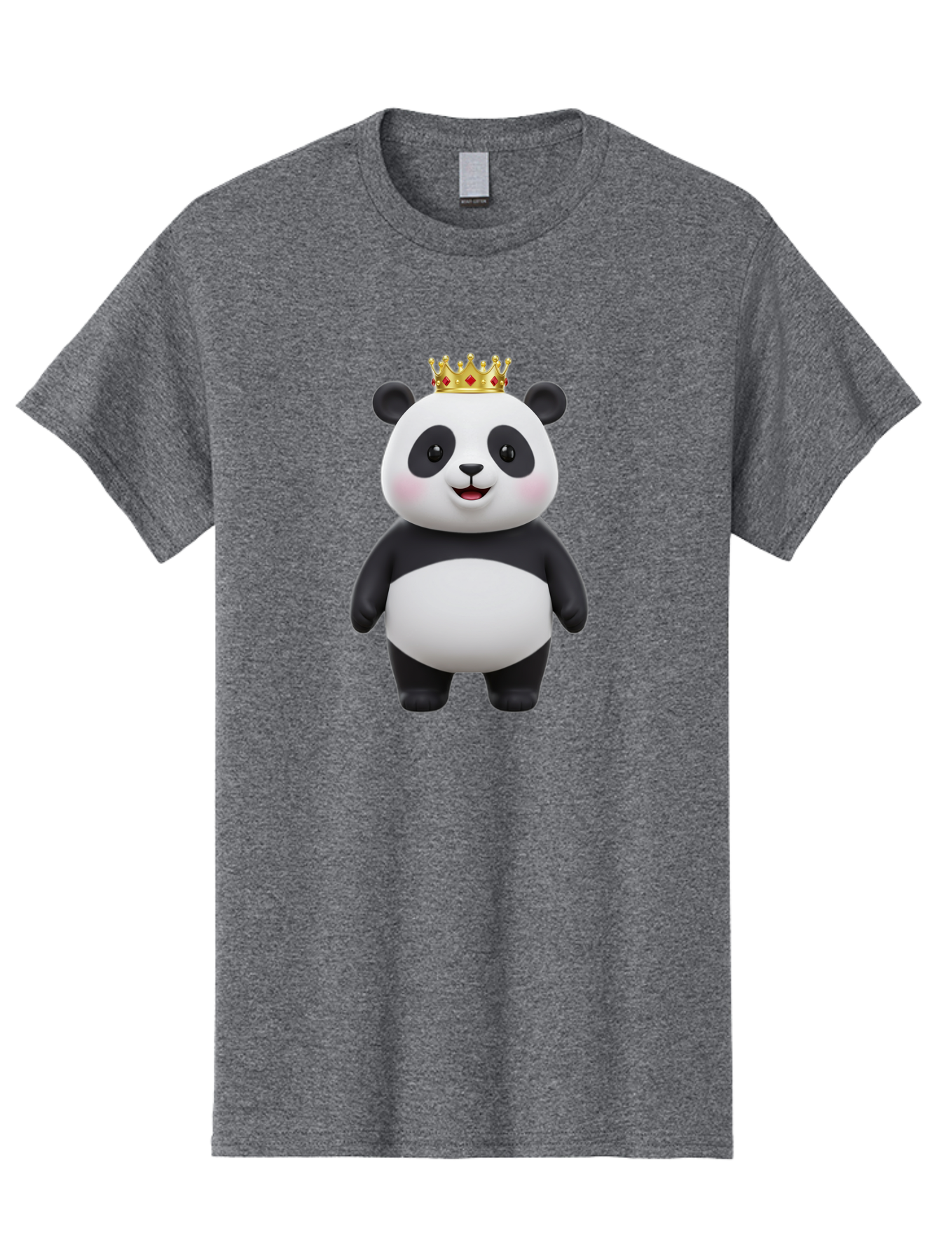 Crowned-Panda Men'S Graphic Tee, 100% Cotton, Comfortable Casual Summer Wear, Machine Washable, Cartoon Panda Bear, Royal Crown, Cute Animal, Adorable Face, Black And White Panda, Funny Character, Kawaii Art, Digital Illustration, Bae420
