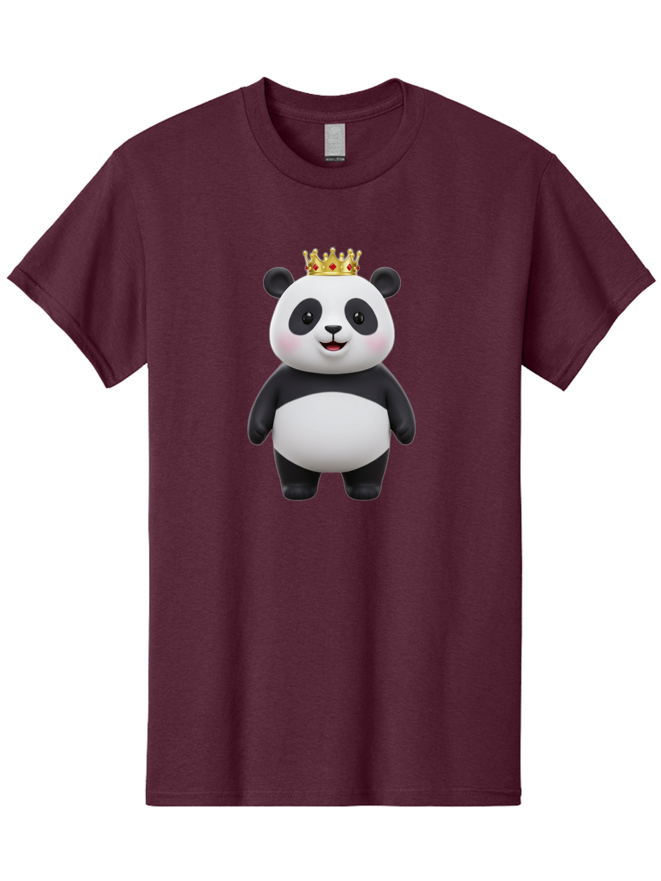 Crowned-Panda Men'S Graphic Tee, 100% Cotton, Comfortable Casual Summer Wear, Machine Washable, Cartoon Panda Bear, Royal Crown, Cute Animal, Adorable Face, Black And White Panda, Funny Character, Kawaii Art, Digital Illustration, Bae420