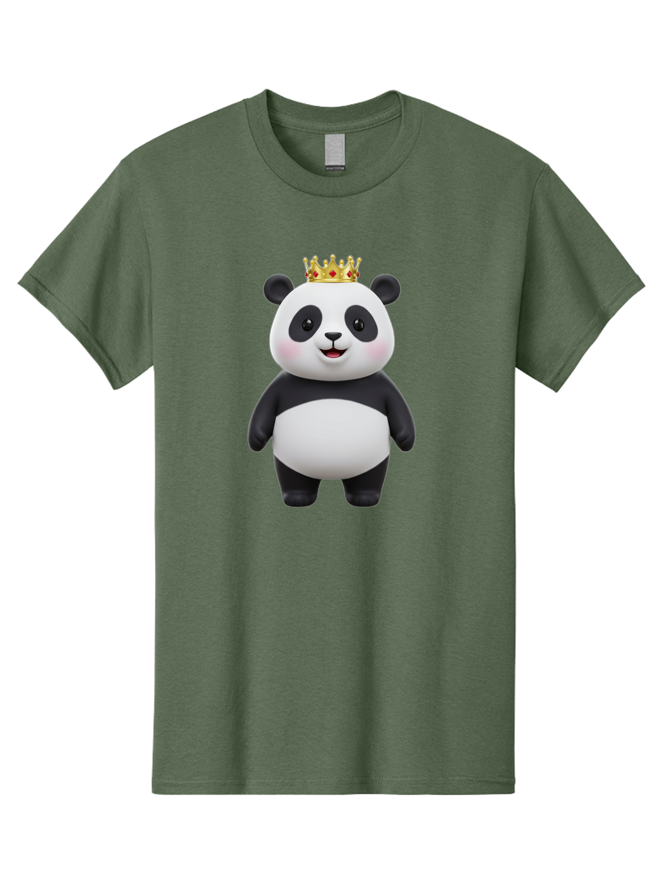 Crowned-Panda Men'S Graphic Tee, 100% Cotton, Comfortable Casual Summer Wear, Machine Washable, Cartoon Panda Bear, Royal Crown, Cute Animal, Adorable Face, Black And White Panda, Funny Character, Kawaii Art, Digital Illustration, Bae420