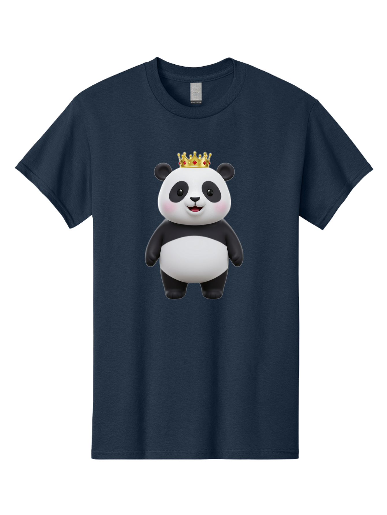 Crowned-Panda Men'S Graphic Tee, 100% Cotton, Comfortable Casual Summer Wear, Machine Washable, Cartoon Panda Bear, Royal Crown, Cute Animal, Adorable Face, Black And White Panda, Funny Character, Kawaii Art, Digital Illustration, Bae420