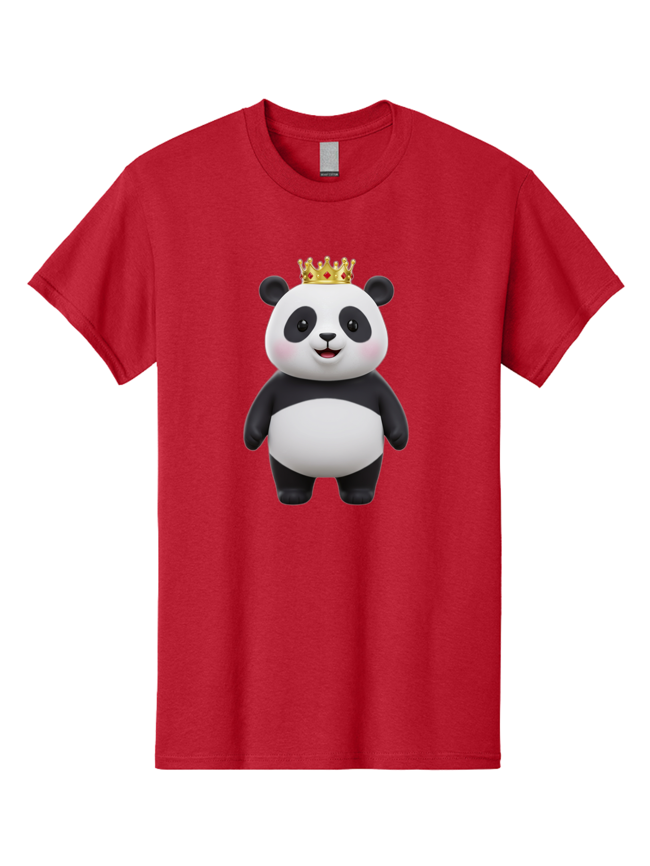 Crowned-Panda Men'S Graphic Tee, 100% Cotton, Comfortable Casual Summer Wear, Machine Washable, Cartoon Panda Bear, Royal Crown, Cute Animal, Adorable Face, Black And White Panda, Funny Character, Kawaii Art, Digital Illustration, Bae420