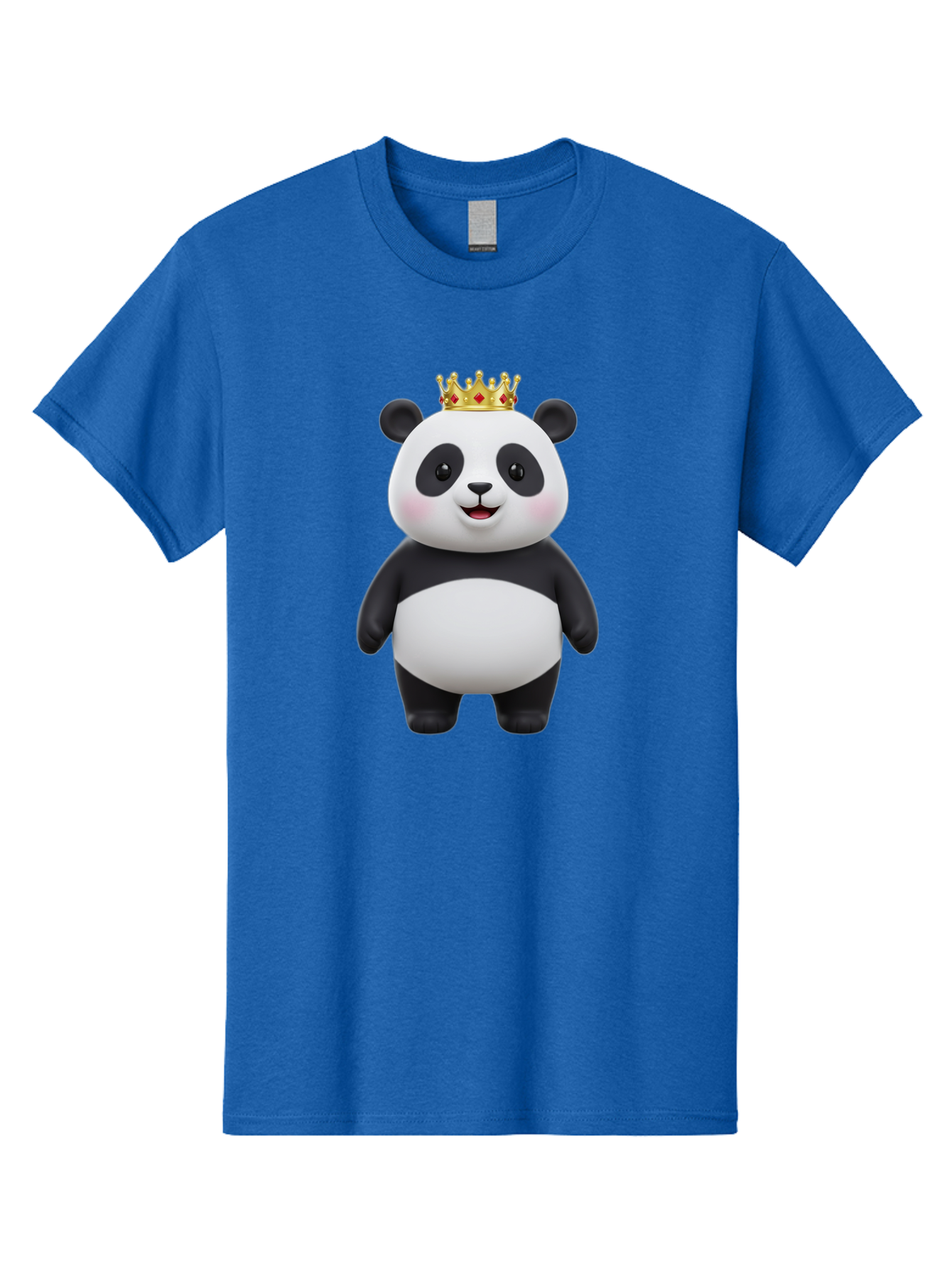 Crowned-Panda Men'S Graphic Tee, 100% Cotton, Comfortable Casual Summer Wear, Machine Washable, Cartoon Panda Bear, Royal Crown, Cute Animal, Adorable Face, Black And White Panda, Funny Character, Kawaii Art, Digital Illustration, Bae420