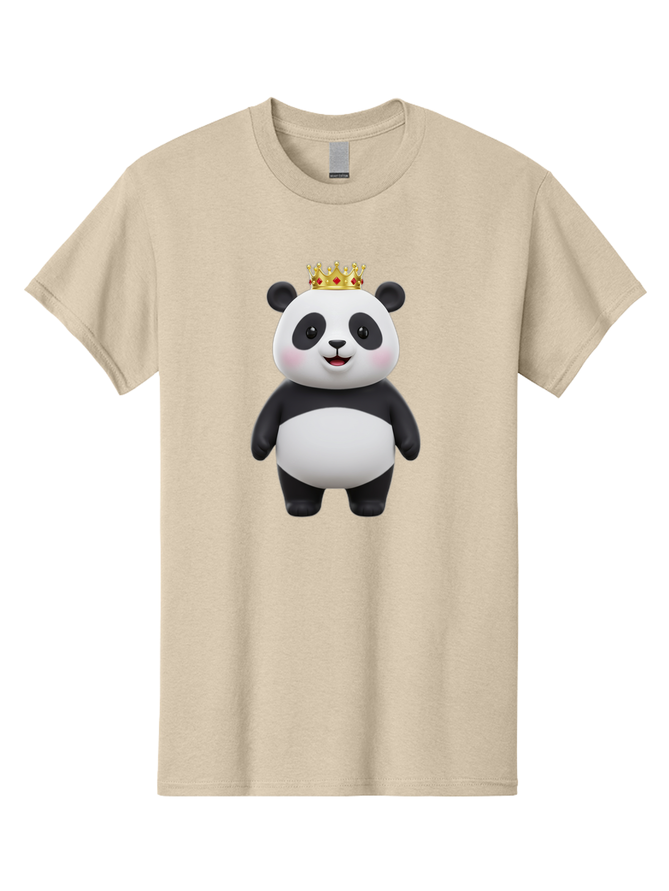 Crowned-Panda Men'S Graphic Tee, 100% Cotton, Comfortable Casual Summer Wear, Machine Washable, Cartoon Panda Bear, Royal Crown, Cute Animal, Adorable Face, Black And White Panda, Funny Character, Kawaii Art, Digital Illustration, Bae420