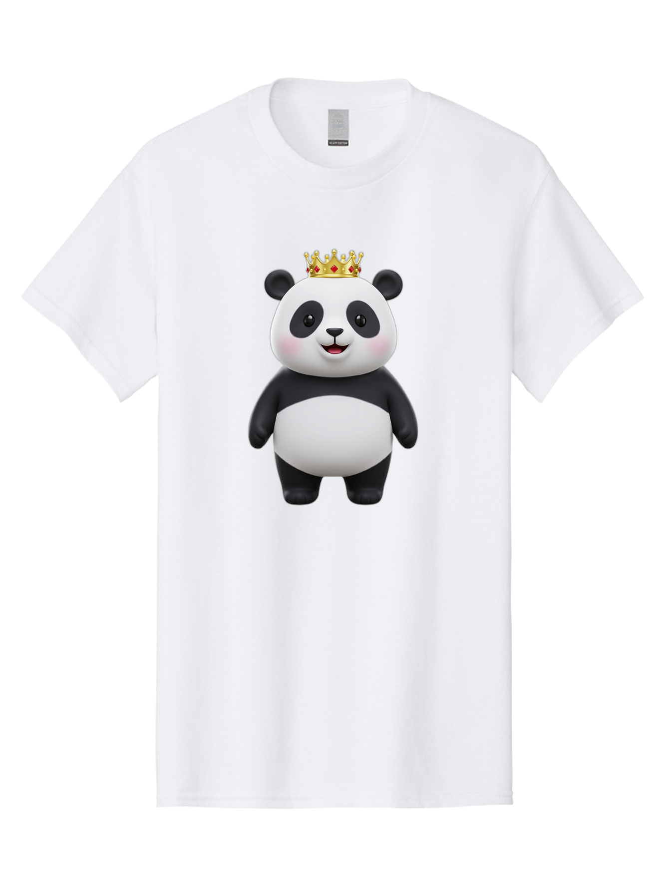 Crowned-Panda Men'S Graphic Tee, 100% Cotton, Comfortable Casual Summer Wear, Machine Washable, Cartoon Panda Bear, Royal Crown, Cute Animal, Adorable Face, Black And White Panda, Funny Character, Kawaii Art, Digital Illustration, Bae420