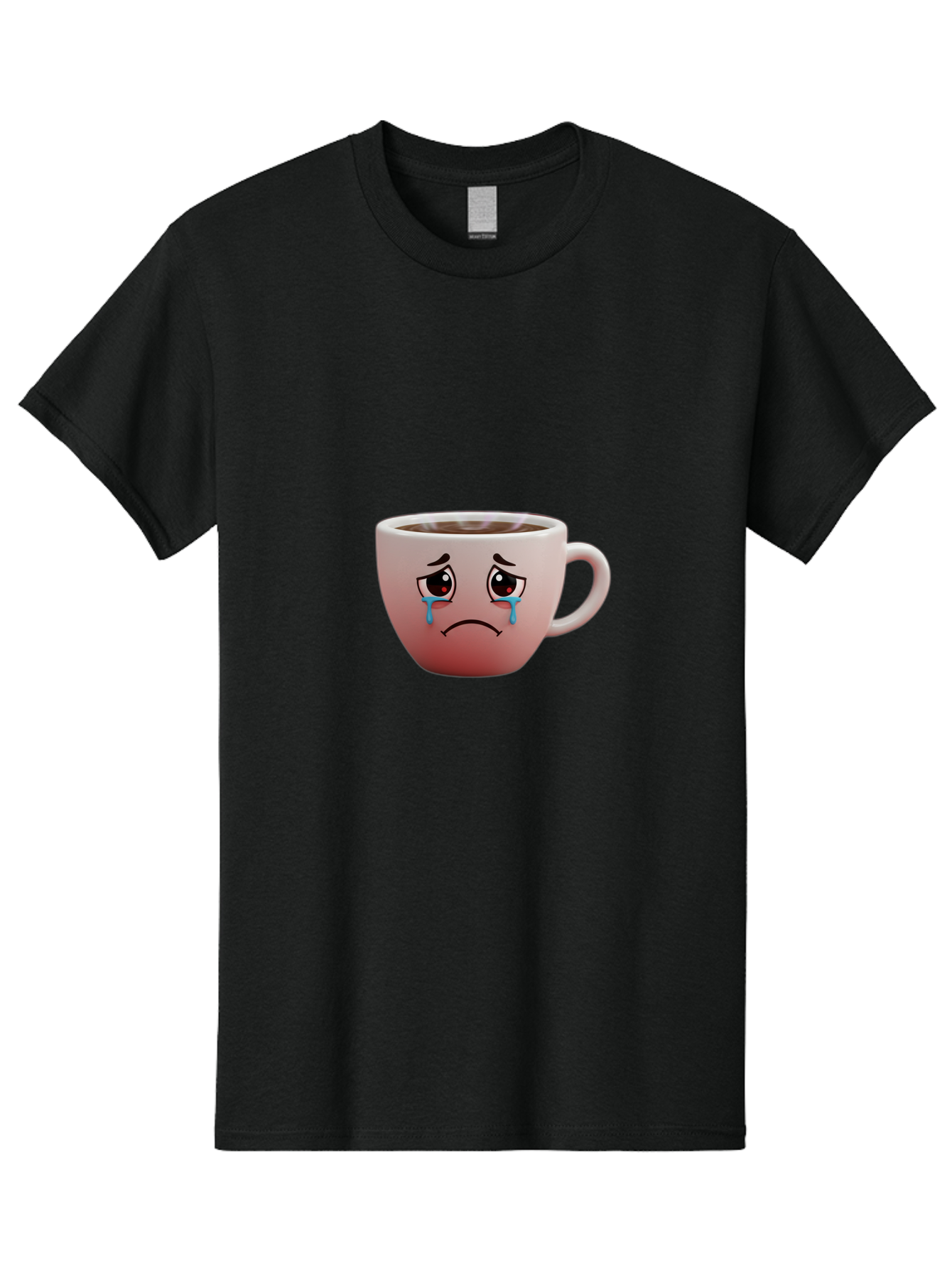 Crying-Coffee-Cup-1 Men'S Graphic Tee, 100% Cotton, Comfortable Casual Summer Wear, Machine Washable, Coffee Cup With Sad Face, Crying Eyes, Frowning Expression, Emotional Coffee, Coffee Lover Emotions, Sad Coffee Moment, Coffee Cup Feelings Bae421