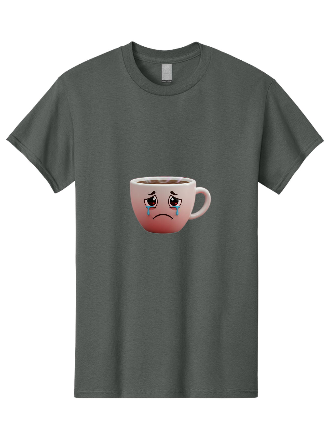 Crying-Coffee-Cup-1 Men'S Graphic Tee, 100% Cotton, Comfortable Casual Summer Wear, Machine Washable, Coffee Cup With Sad Face, Crying Eyes, Frowning Expression, Emotional Coffee, Coffee Lover Emotions, Sad Coffee Moment, Coffee Cup Feelings Bae421
