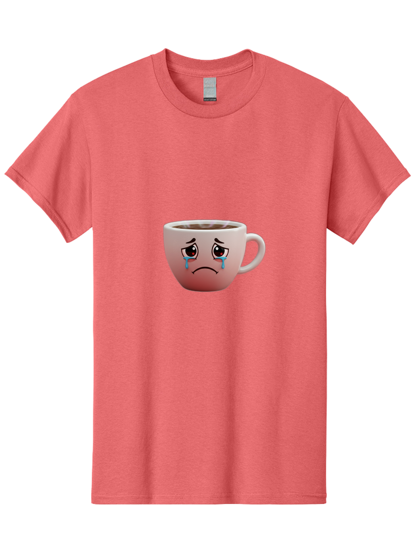 Crying-Coffee-Cup-1 Men'S Graphic Tee, 100% Cotton, Comfortable Casual Summer Wear, Machine Washable, Coffee Cup With Sad Face, Crying Eyes, Frowning Expression, Emotional Coffee, Coffee Lover Emotions, Sad Coffee Moment, Coffee Cup Feelings Bae421