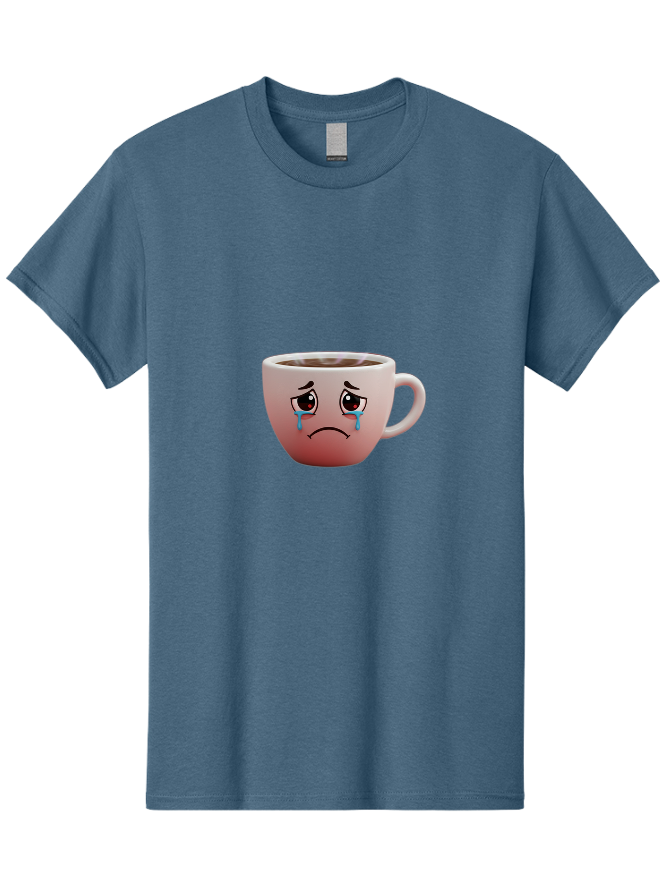 Crying-Coffee-Cup-1 Men'S Graphic Tee, 100% Cotton, Comfortable Casual Summer Wear, Machine Washable, Coffee Cup With Sad Face, Crying Eyes, Frowning Expression, Emotional Coffee, Coffee Lover Emotions, Sad Coffee Moment, Coffee Cup Feelings Bae421