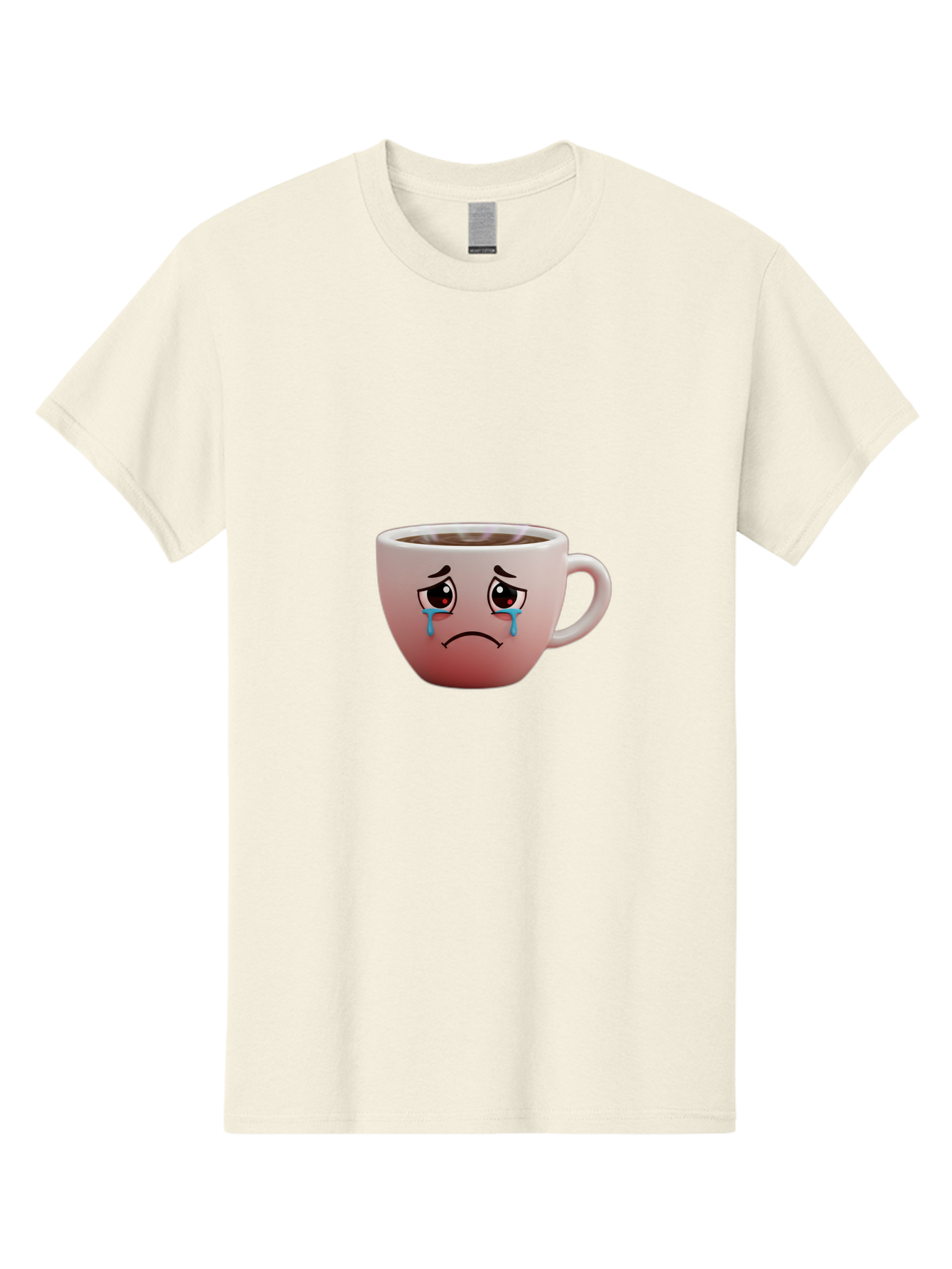 Crying-Coffee-Cup-1 Men'S Graphic Tee, 100% Cotton, Comfortable Casual Summer Wear, Machine Washable, Coffee Cup With Sad Face, Crying Eyes, Frowning Expression, Emotional Coffee, Coffee Lover Emotions, Sad Coffee Moment, Coffee Cup Feelings Bae421