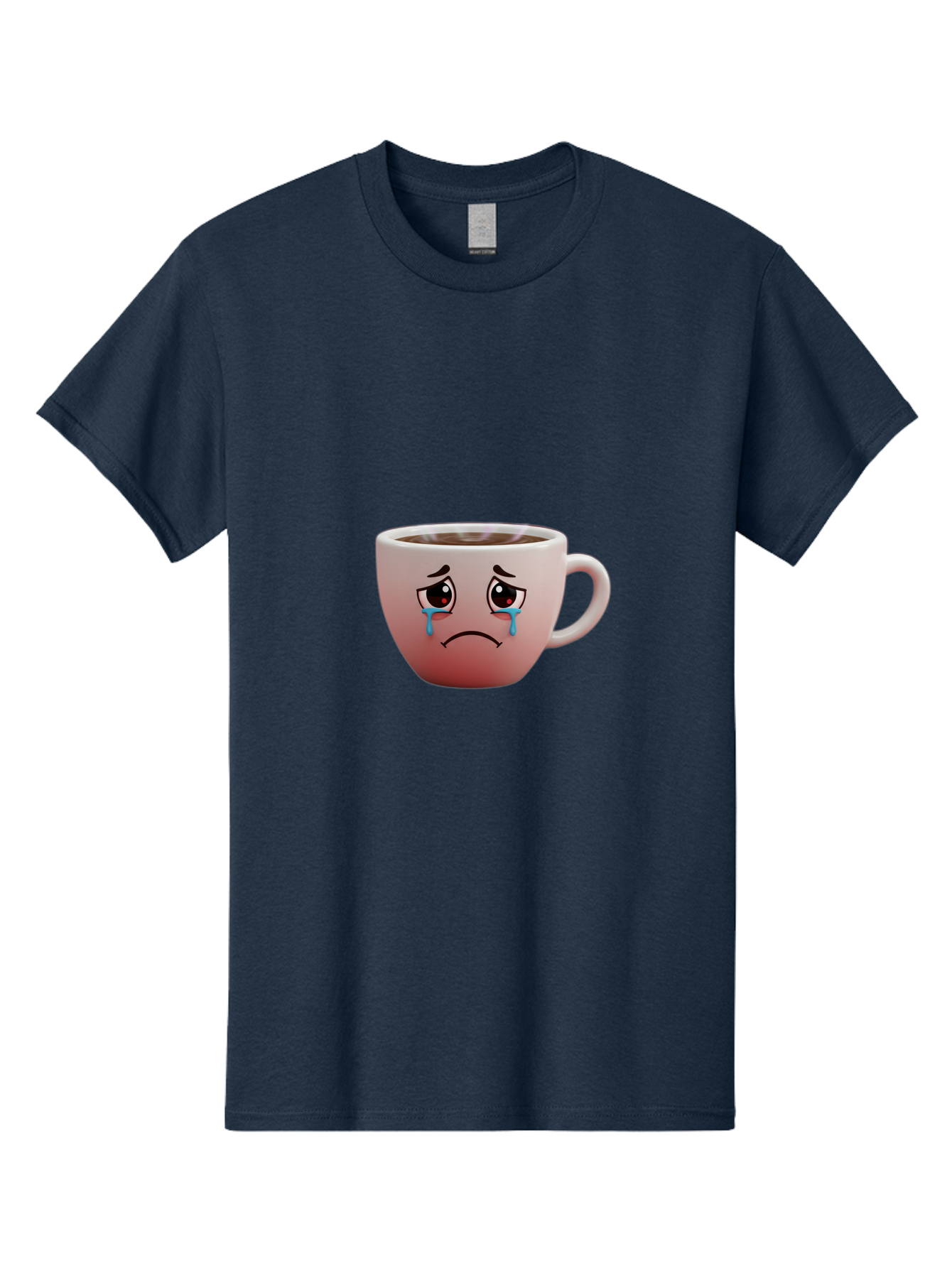 Crying-Coffee-Cup-1 Men'S Graphic Tee, 100% Cotton, Comfortable Casual Summer Wear, Machine Washable, Coffee Cup With Sad Face, Crying Eyes, Frowning Expression, Emotional Coffee, Coffee Lover Emotions, Sad Coffee Moment, Coffee Cup Feelings Bae421