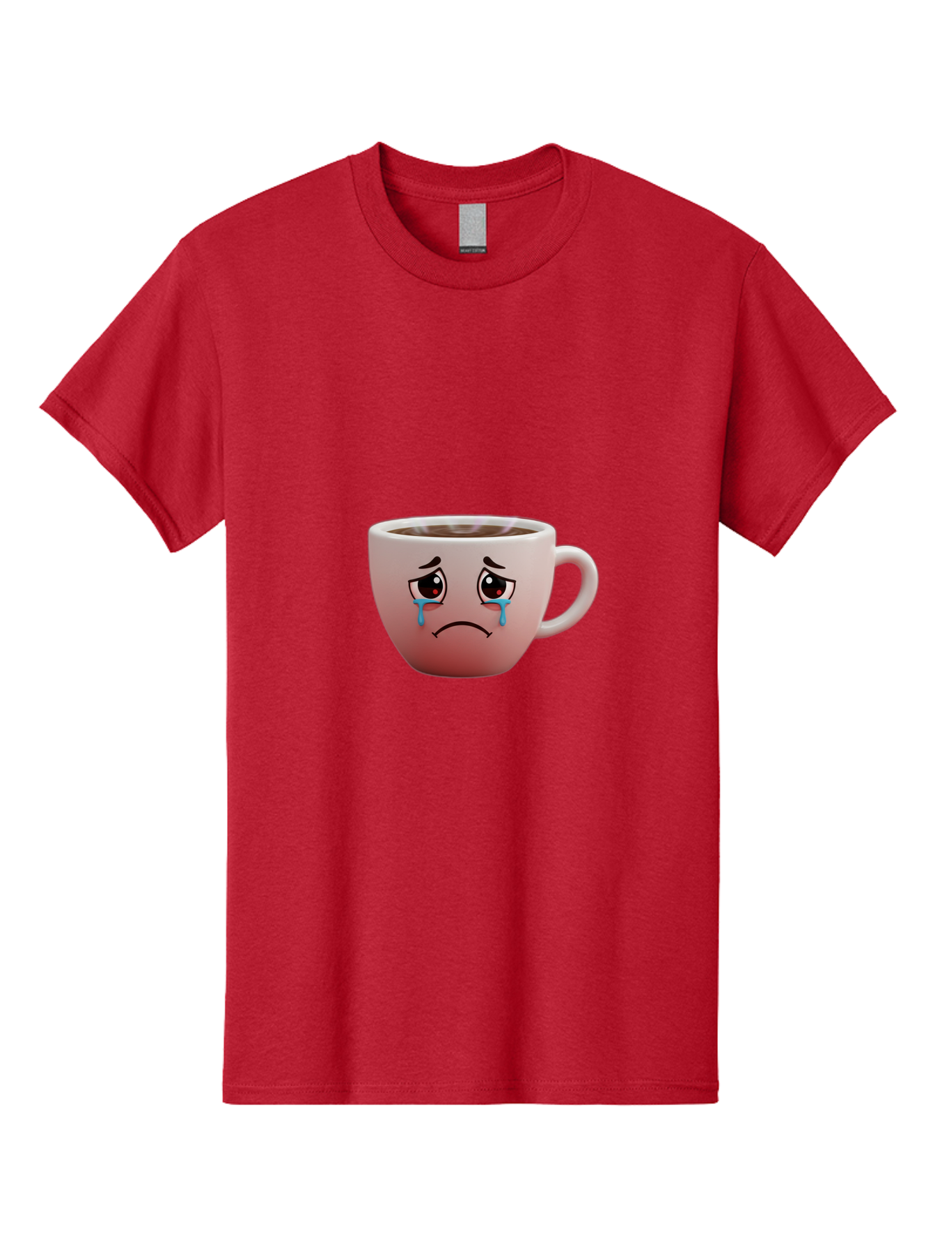 Crying-Coffee-Cup-1 Men'S Graphic Tee, 100% Cotton, Comfortable Casual Summer Wear, Machine Washable, Coffee Cup With Sad Face, Crying Eyes, Frowning Expression, Emotional Coffee, Coffee Lover Emotions, Sad Coffee Moment, Coffee Cup Feelings Bae421