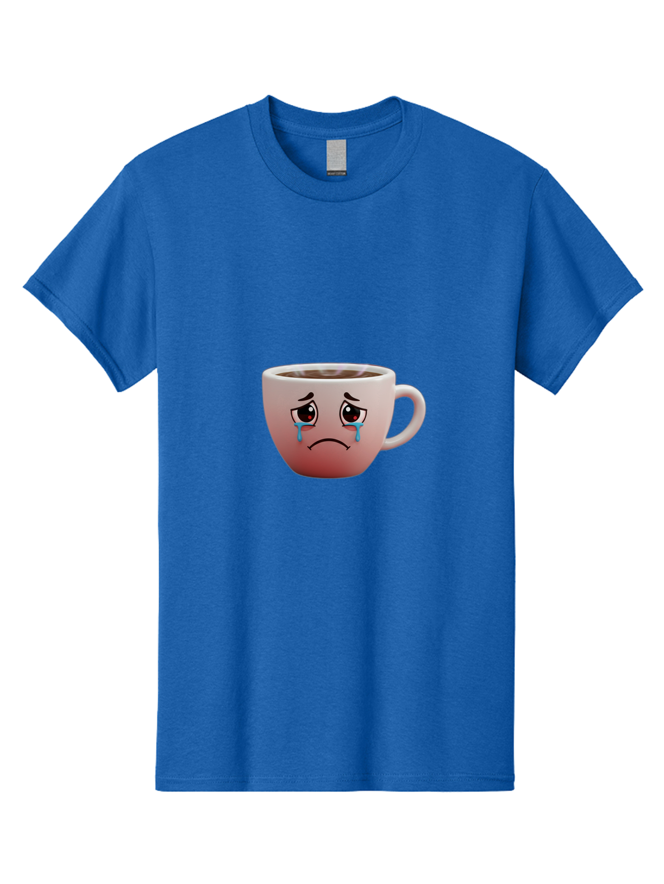 Crying-Coffee-Cup-1 Men'S Graphic Tee, 100% Cotton, Comfortable Casual Summer Wear, Machine Washable, Coffee Cup With Sad Face, Crying Eyes, Frowning Expression, Emotional Coffee, Coffee Lover Emotions, Sad Coffee Moment, Coffee Cup Feelings Bae421