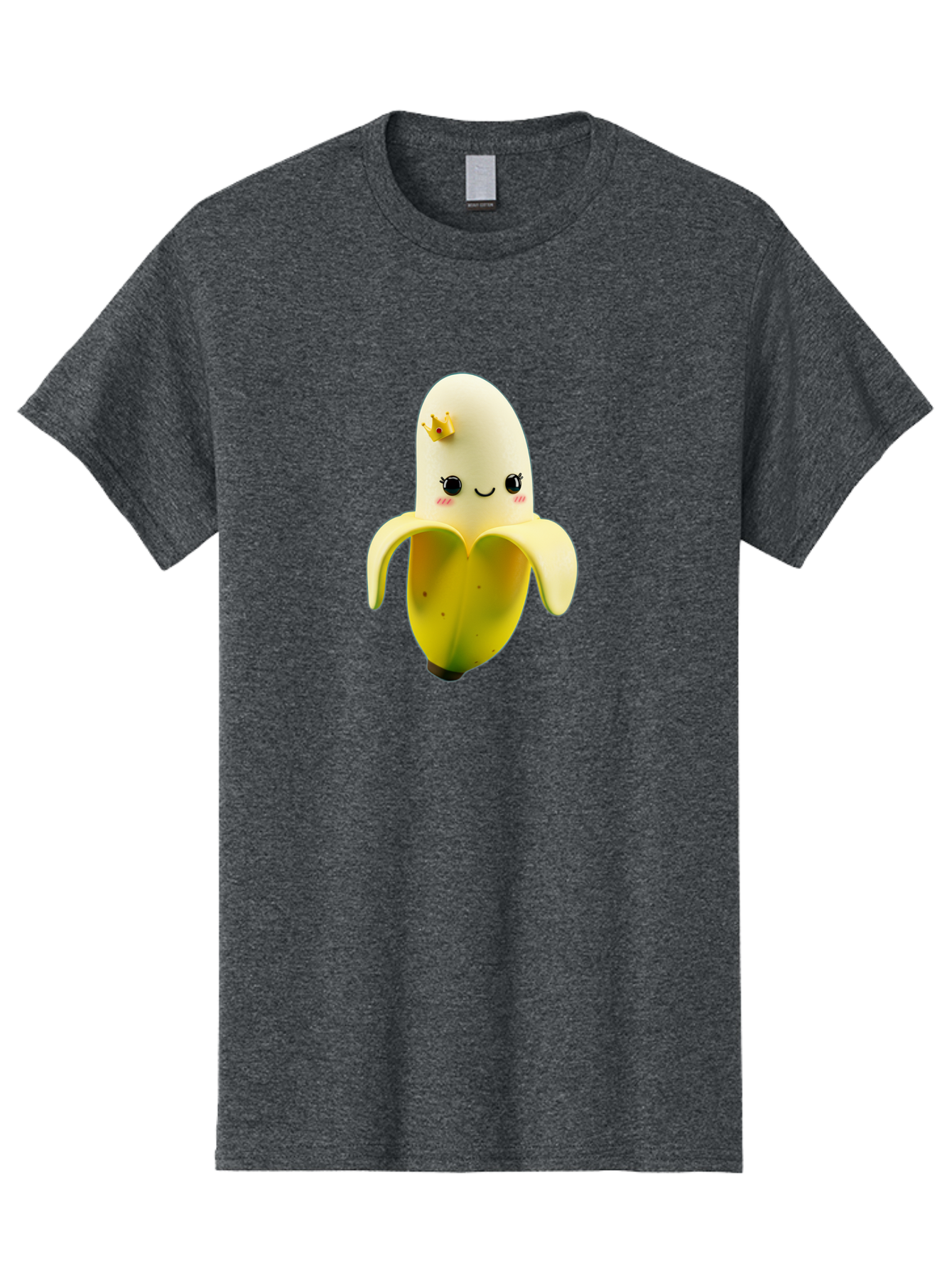 Cute-Banana Men'S Graphic Tee, 100% Cotton, Comfortable Casual Summer Wear, Machine Washable, Cartoon Banana Character, Cute Fruit Design, Banana Prince, Kawaii Fruit, Adorable Banana, Funny Fruit Character, Yellow Fruit, Smiling Banana Bae424