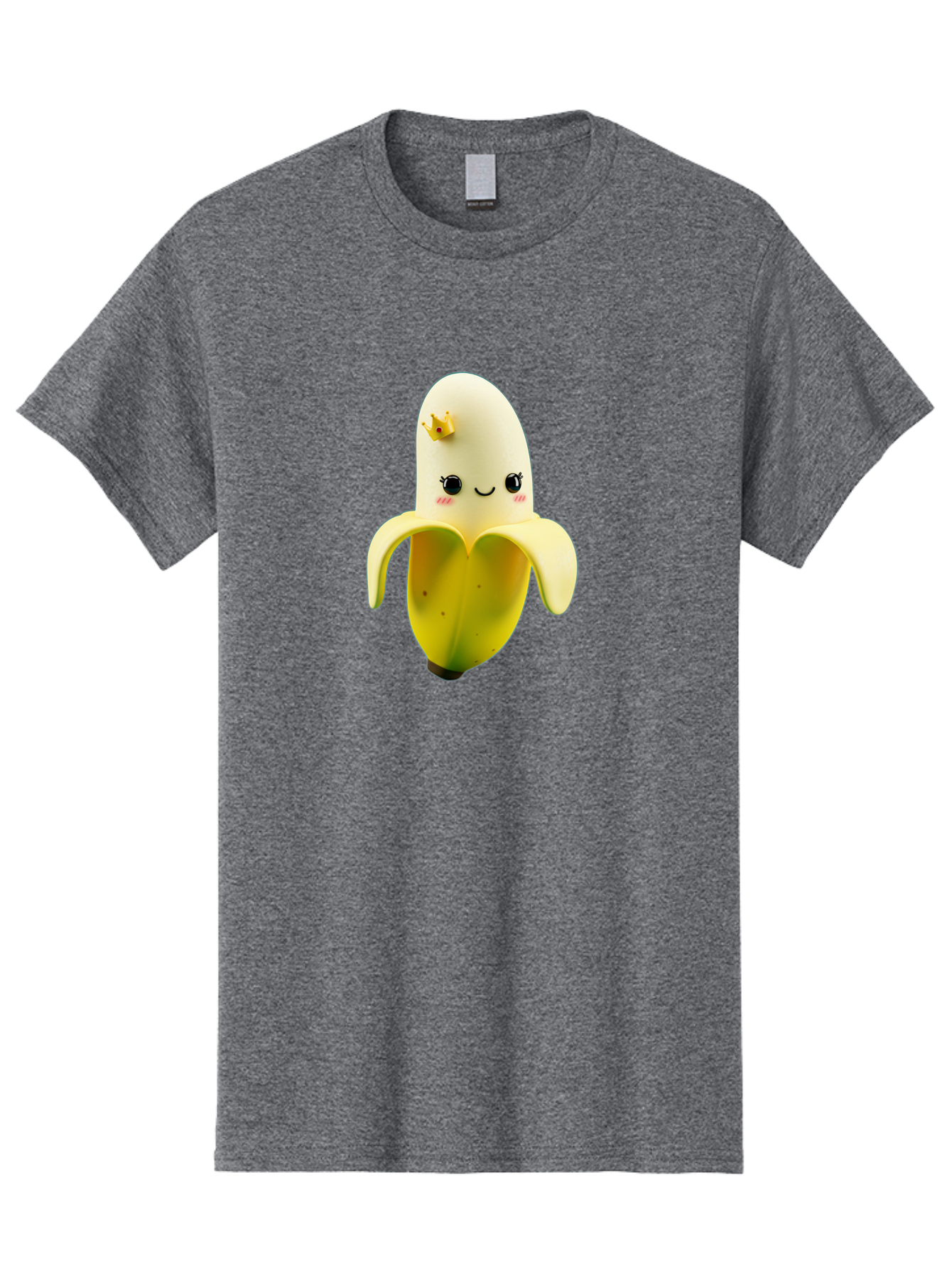 Cute-Banana Men'S Graphic Tee, 100% Cotton, Comfortable Casual Summer Wear, Machine Washable, Cartoon Banana Character, Cute Fruit Design, Banana Prince, Kawaii Fruit, Adorable Banana, Funny Fruit Character, Yellow Fruit, Smiling Banana Bae424