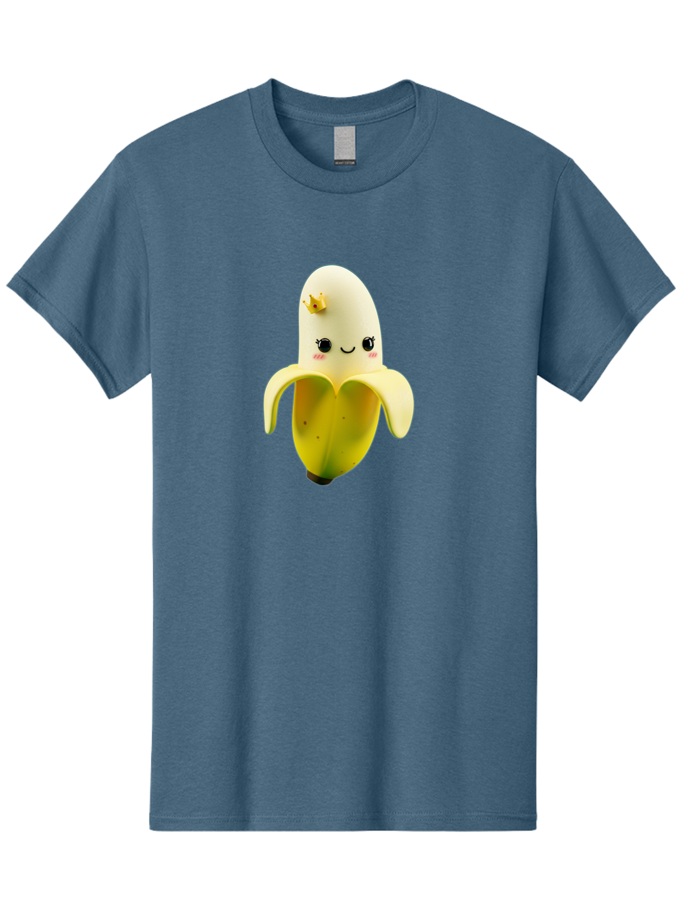 Cute-Banana Men'S Graphic Tee, 100% Cotton, Comfortable Casual Summer Wear, Machine Washable, Cartoon Banana Character, Cute Fruit Design, Banana Prince, Kawaii Fruit, Adorable Banana, Funny Fruit Character, Yellow Fruit, Smiling Banana Bae424