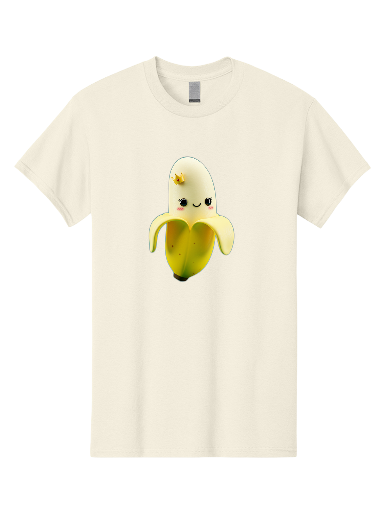 Cute-Banana Men'S Graphic Tee, 100% Cotton, Comfortable Casual Summer Wear, Machine Washable, Cartoon Banana Character, Cute Fruit Design, Banana Prince, Kawaii Fruit, Adorable Banana, Funny Fruit Character, Yellow Fruit, Smiling Banana Bae424