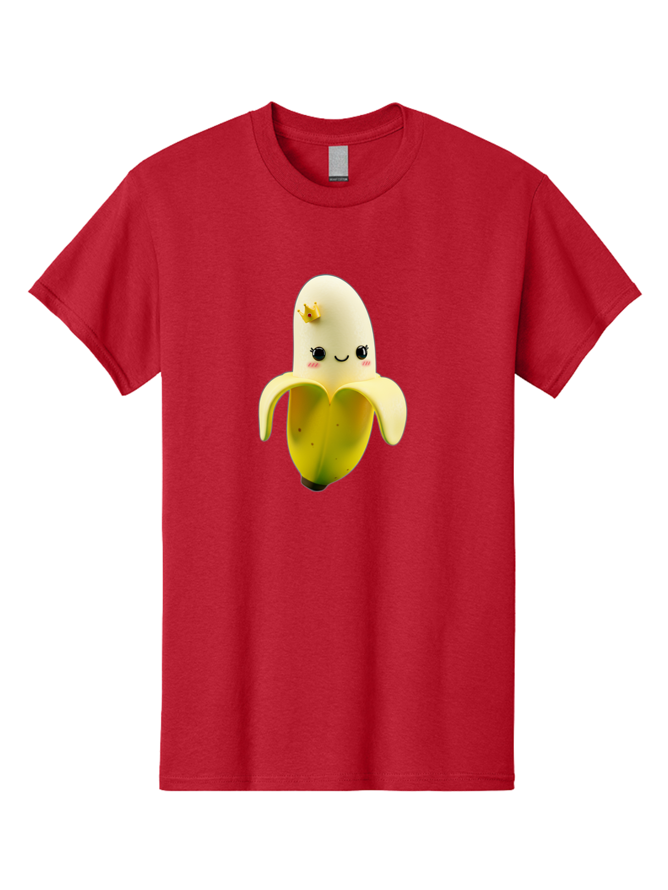 Cute-Banana Men'S Graphic Tee, 100% Cotton, Comfortable Casual Summer Wear, Machine Washable, Cartoon Banana Character, Cute Fruit Design, Banana Prince, Kawaii Fruit, Adorable Banana, Funny Fruit Character, Yellow Fruit, Smiling Banana Bae424