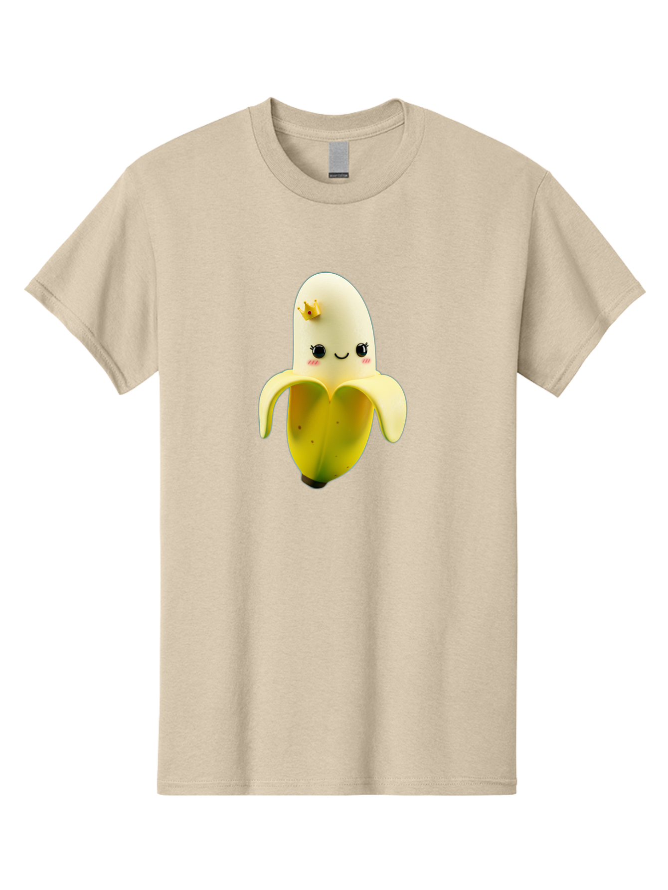 Cute-Banana Men'S Graphic Tee, 100% Cotton, Comfortable Casual Summer Wear, Machine Washable, Cartoon Banana Character, Cute Fruit Design, Banana Prince, Kawaii Fruit, Adorable Banana, Funny Fruit Character, Yellow Fruit, Smiling Banana Bae424