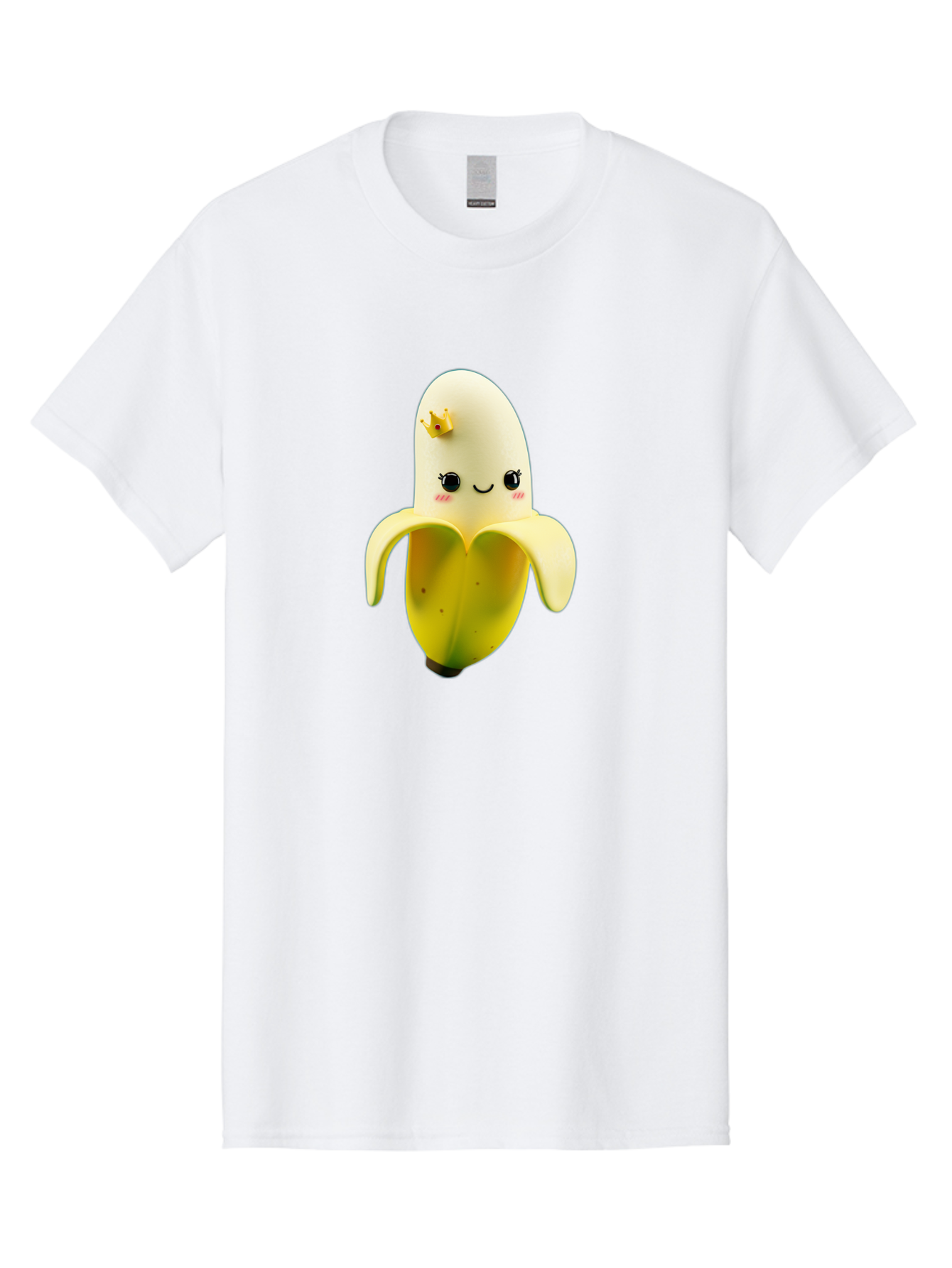 Cute-Banana Men'S Graphic Tee, 100% Cotton, Comfortable Casual Summer Wear, Machine Washable, Cartoon Banana Character, Cute Fruit Design, Banana Prince, Kawaii Fruit, Adorable Banana, Funny Fruit Character, Yellow Fruit, Smiling Banana Bae424