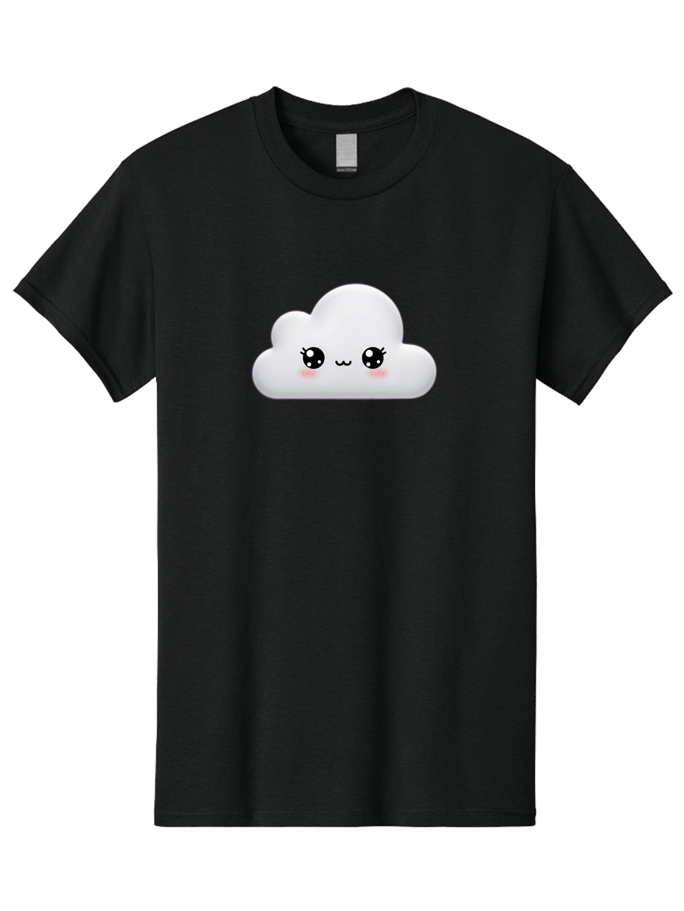 Cute-Cloud-1 Men'S Graphic Tee, 100% Cotton, Comfortable Casual Summer Wear, Machine Washable, Cartoon Cloud, Cute Character, Kawaii Illustration, Adorable Design, Fluffy Cloud, Smiling Face, Pink Cheeks, Eyelashes, Childlike Charm, Bae425