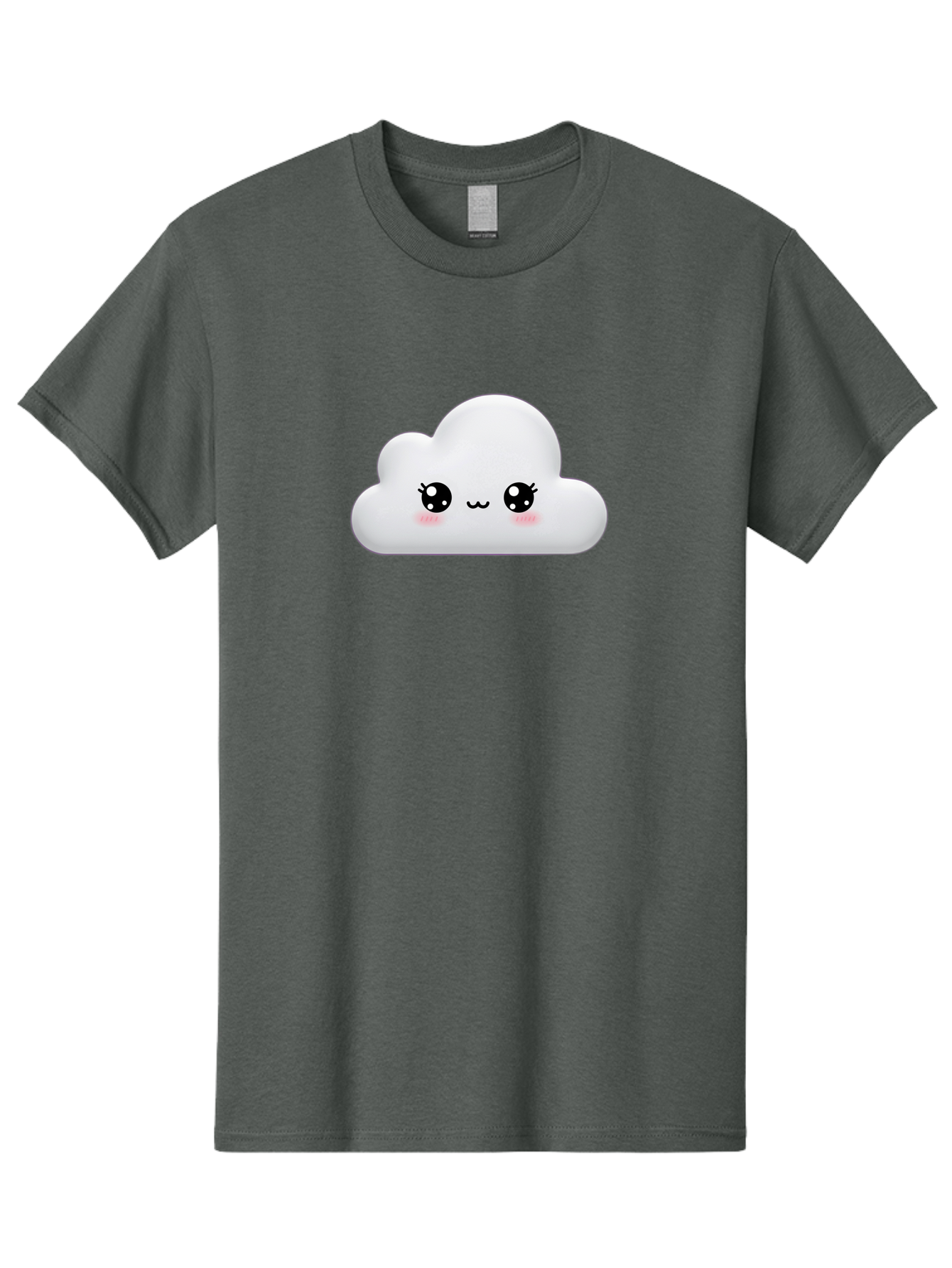Cute-Cloud-1 Men'S Graphic Tee, 100% Cotton, Comfortable Casual Summer Wear, Machine Washable, Cartoon Cloud, Cute Character, Kawaii Illustration, Adorable Design, Fluffy Cloud, Smiling Face, Pink Cheeks, Eyelashes, Childlike Charm, Bae425