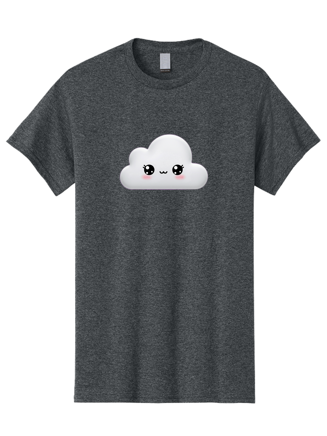 Cute-Cloud-1 Men'S Graphic Tee, 100% Cotton, Comfortable Casual Summer Wear, Machine Washable, Cartoon Cloud, Cute Character, Kawaii Illustration, Adorable Design, Fluffy Cloud, Smiling Face, Pink Cheeks, Eyelashes, Childlike Charm, Bae425