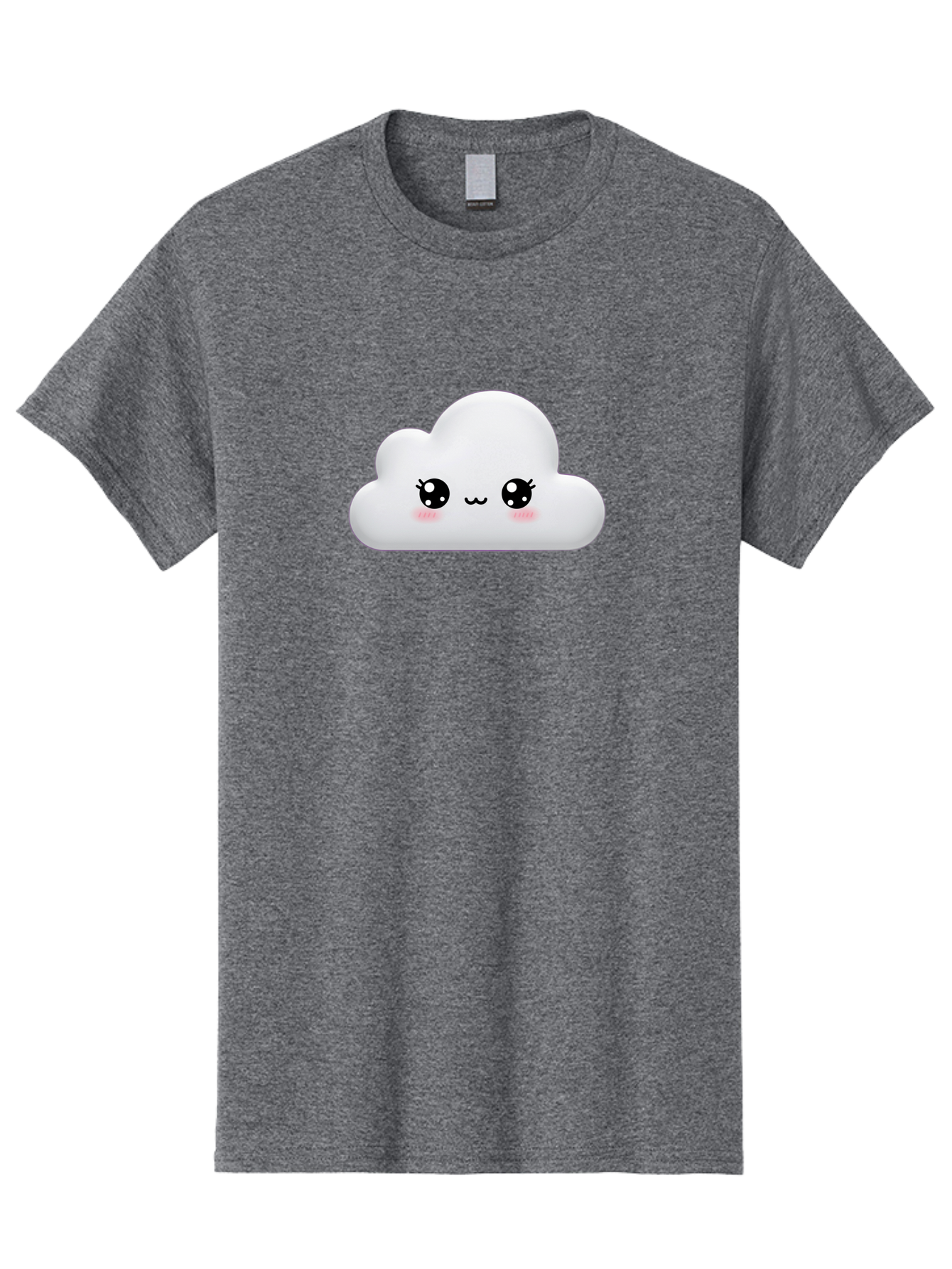 Cute-Cloud-1 Men'S Graphic Tee, 100% Cotton, Comfortable Casual Summer Wear, Machine Washable, Cartoon Cloud, Cute Character, Kawaii Illustration, Adorable Design, Fluffy Cloud, Smiling Face, Pink Cheeks, Eyelashes, Childlike Charm, Bae425