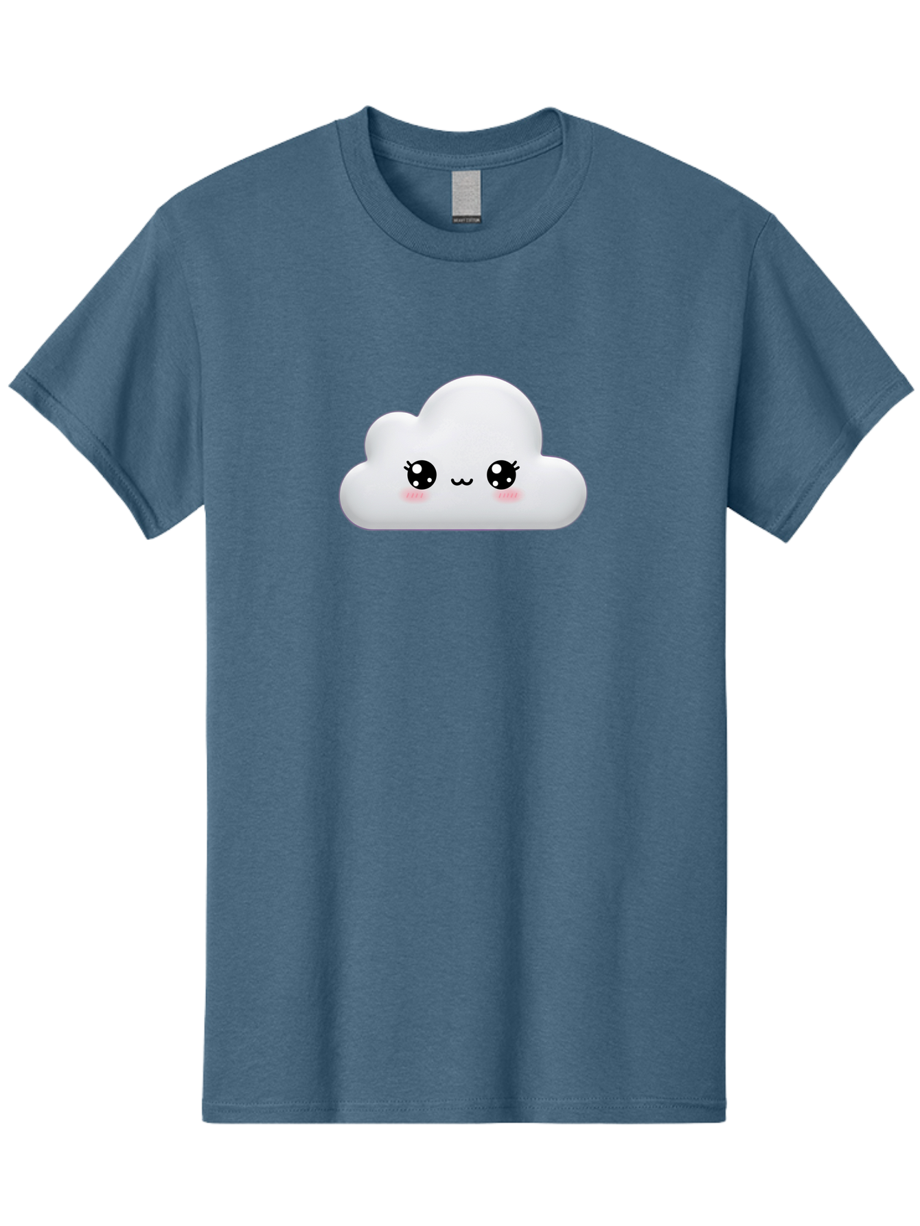 Cute-Cloud-1 Men'S Graphic Tee, 100% Cotton, Comfortable Casual Summer Wear, Machine Washable, Cartoon Cloud, Cute Character, Kawaii Illustration, Adorable Design, Fluffy Cloud, Smiling Face, Pink Cheeks, Eyelashes, Childlike Charm, Bae425