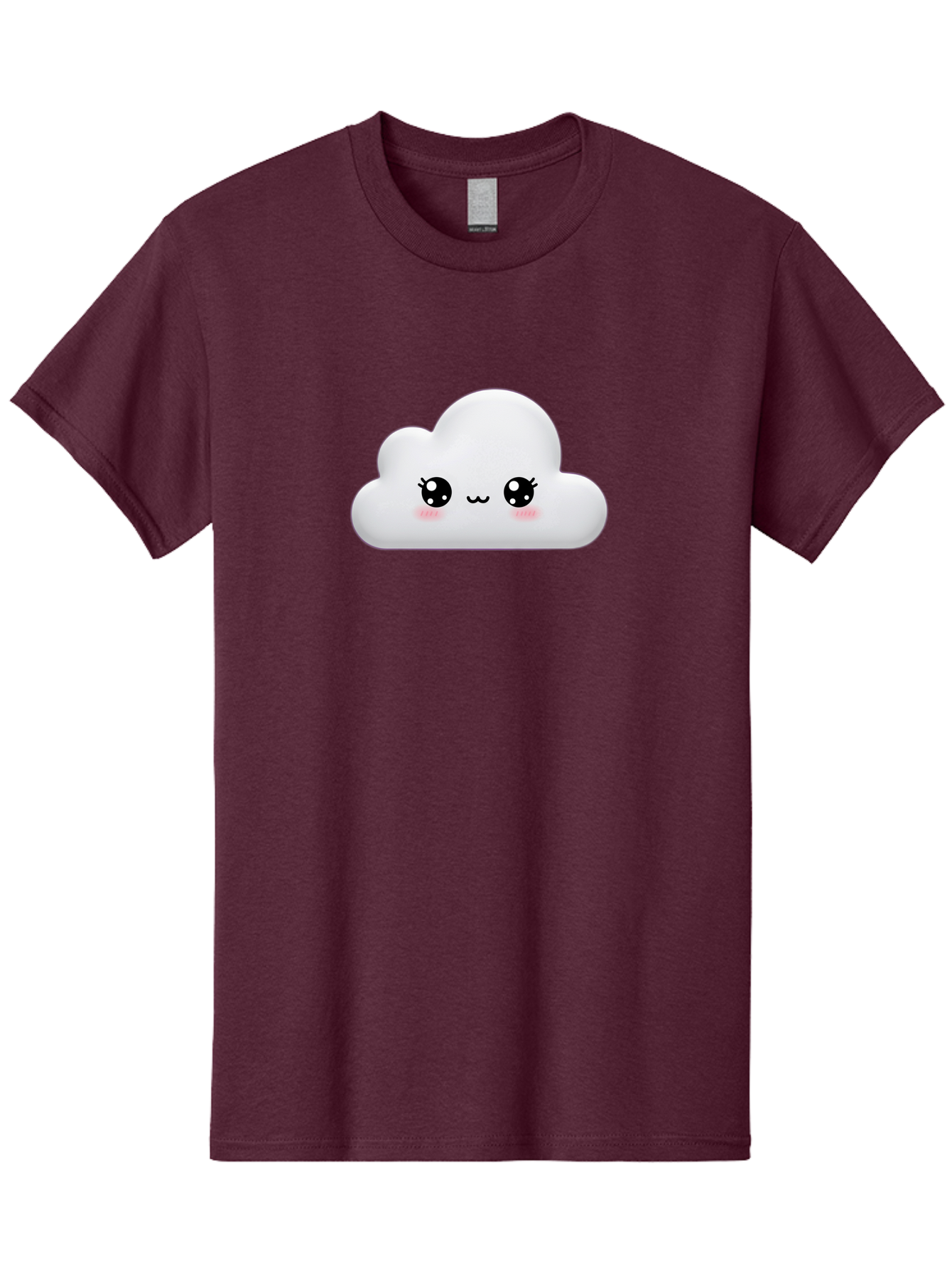 Cute-Cloud-1 Men'S Graphic Tee, 100% Cotton, Comfortable Casual Summer Wear, Machine Washable, Cartoon Cloud, Cute Character, Kawaii Illustration, Adorable Design, Fluffy Cloud, Smiling Face, Pink Cheeks, Eyelashes, Childlike Charm, Bae425