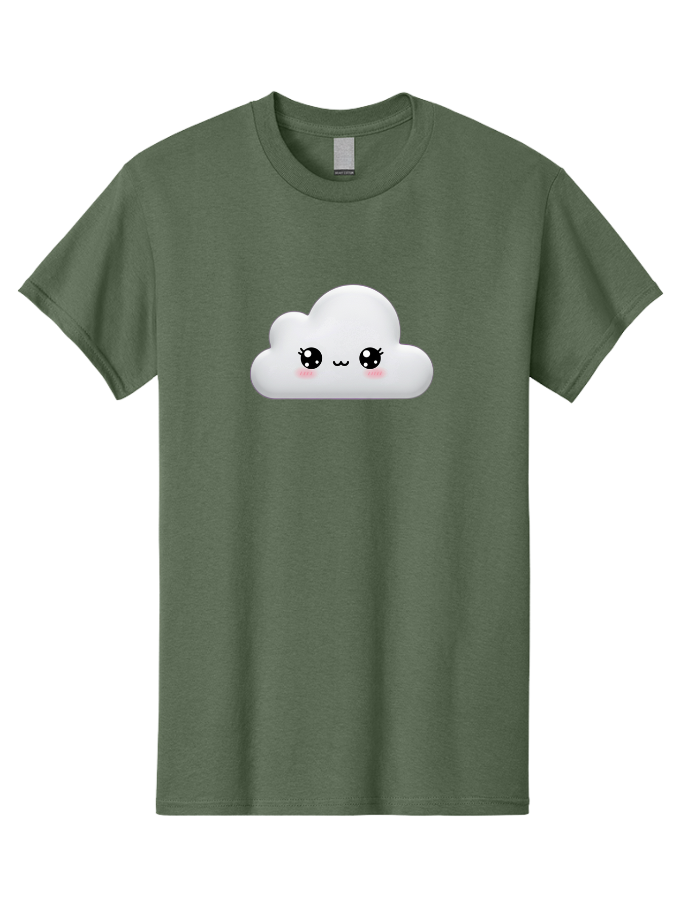 Cute-Cloud-1 Men'S Graphic Tee, 100% Cotton, Comfortable Casual Summer Wear, Machine Washable, Cartoon Cloud, Cute Character, Kawaii Illustration, Adorable Design, Fluffy Cloud, Smiling Face, Pink Cheeks, Eyelashes, Childlike Charm, Bae425