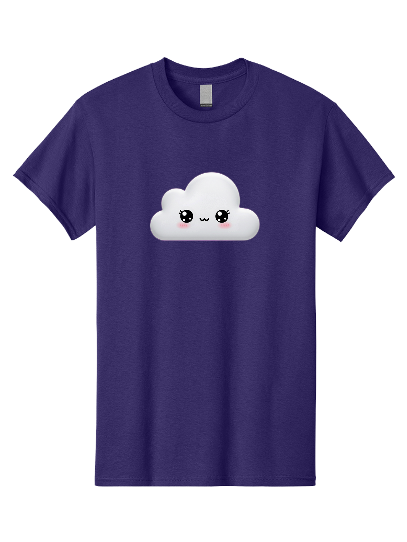 Cute-Cloud-1 Men'S Graphic Tee, 100% Cotton, Comfortable Casual Summer Wear, Machine Washable, Cartoon Cloud, Cute Character, Kawaii Illustration, Adorable Design, Fluffy Cloud, Smiling Face, Pink Cheeks, Eyelashes, Childlike Charm, Bae425