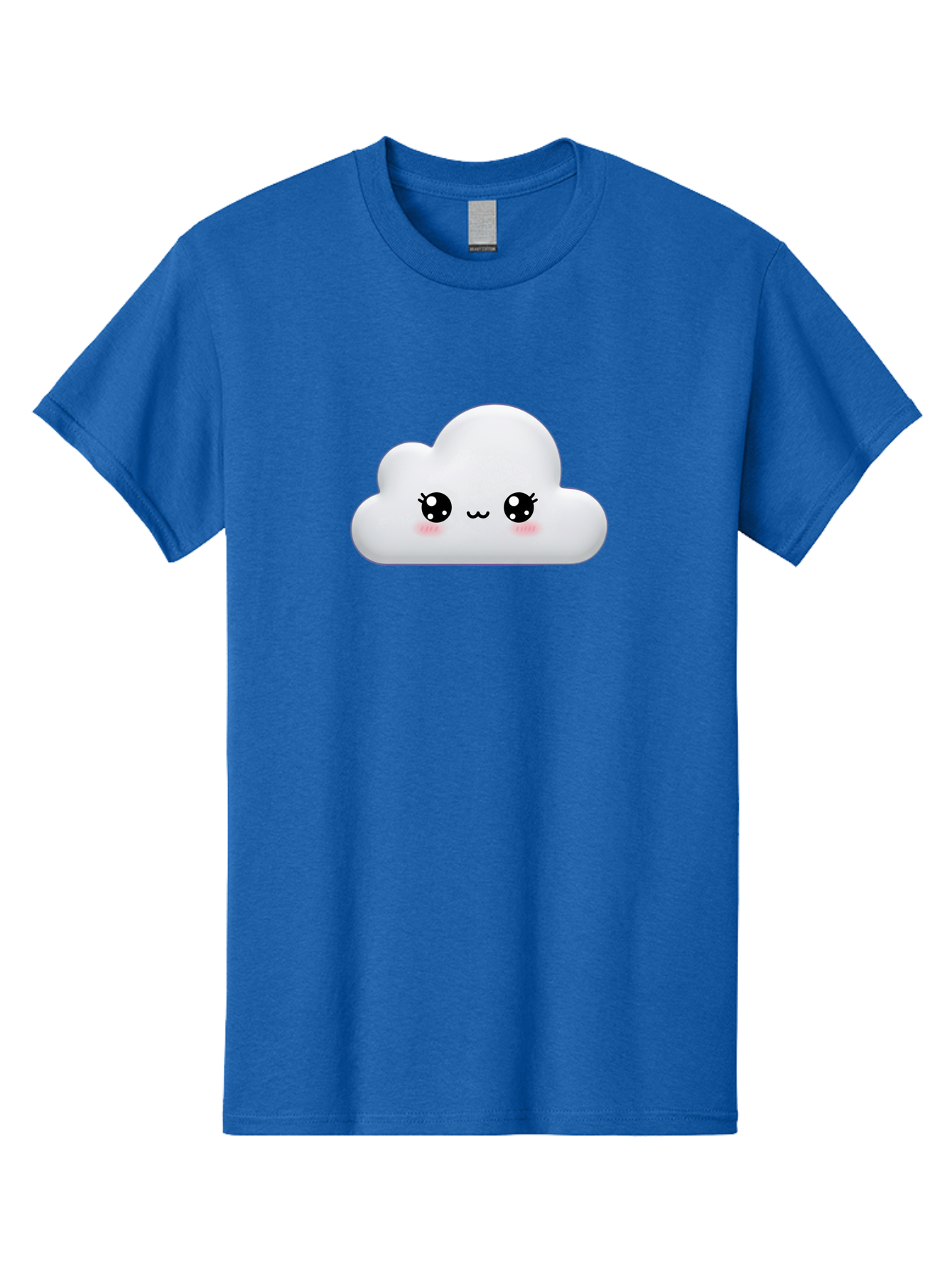 Cute-Cloud-1 Men'S Graphic Tee, 100% Cotton, Comfortable Casual Summer Wear, Machine Washable, Cartoon Cloud, Cute Character, Kawaii Illustration, Adorable Design, Fluffy Cloud, Smiling Face, Pink Cheeks, Eyelashes, Childlike Charm, Bae425