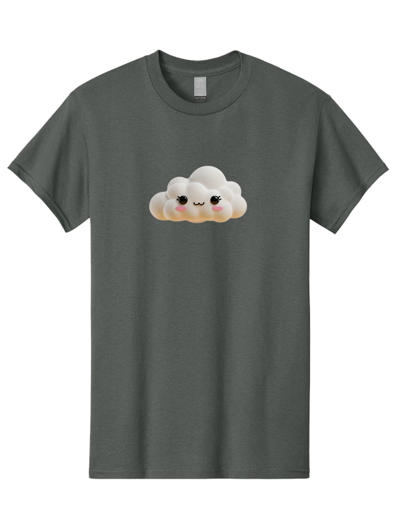 Cute-Cloud-2 Men'S Graphic Tee, 100% Cotton, Comfortable Casual Summer Wear, Machine Washable, Cute Cloud, Kawaii Art, Cartoon Character, Fluffy Cloud, Pastel Colors, Smiling Face, Rosy Cheeks, Eyelashes, Adorable, Whimsical, Fantasy Art, Bae426