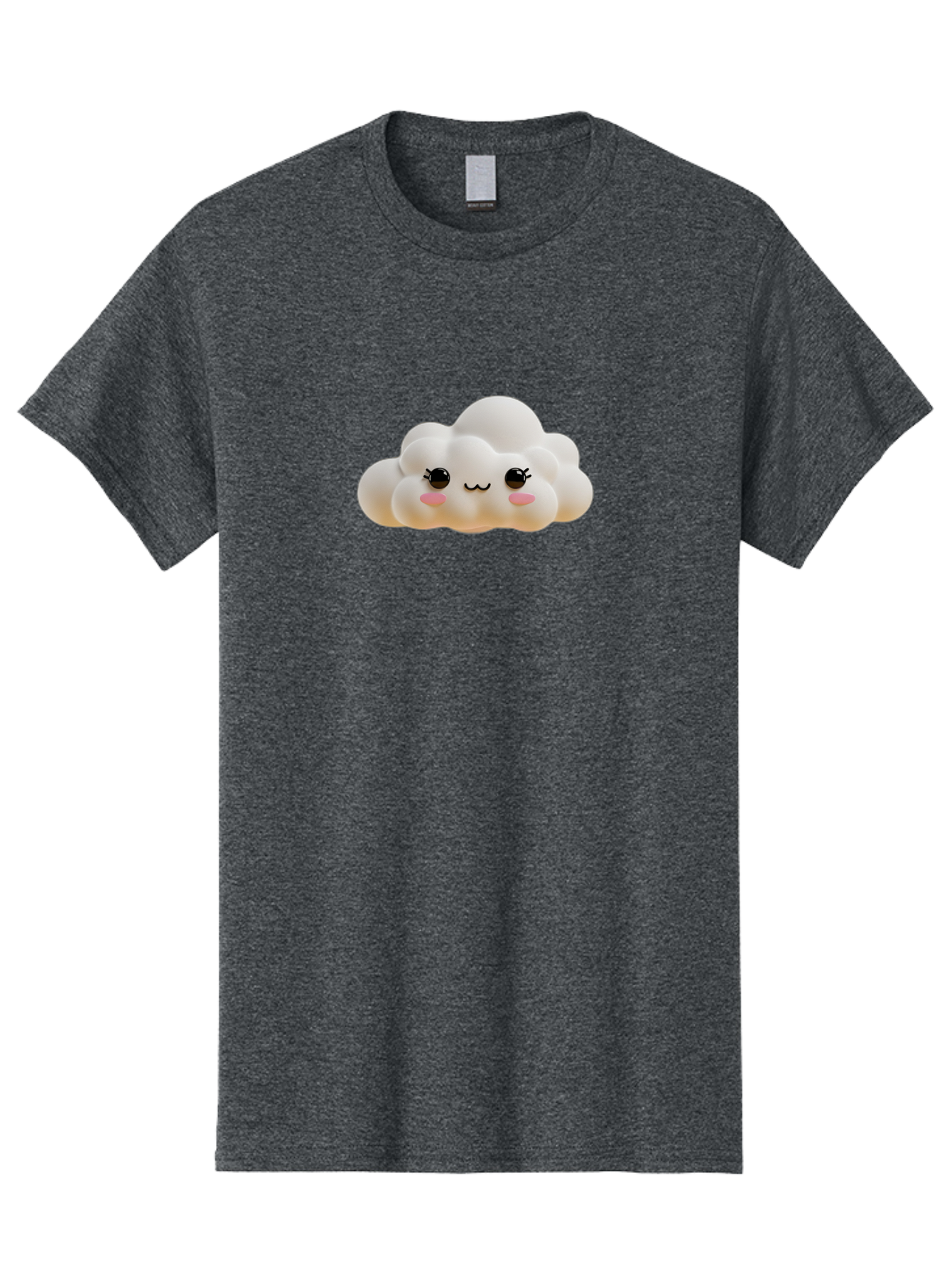 Cute-Cloud-2 Men'S Graphic Tee, 100% Cotton, Comfortable Casual Summer Wear, Machine Washable, Cute Cloud, Kawaii Art, Cartoon Character, Fluffy Cloud, Pastel Colors, Smiling Face, Rosy Cheeks, Eyelashes, Adorable, Whimsical, Fantasy Art, Bae426