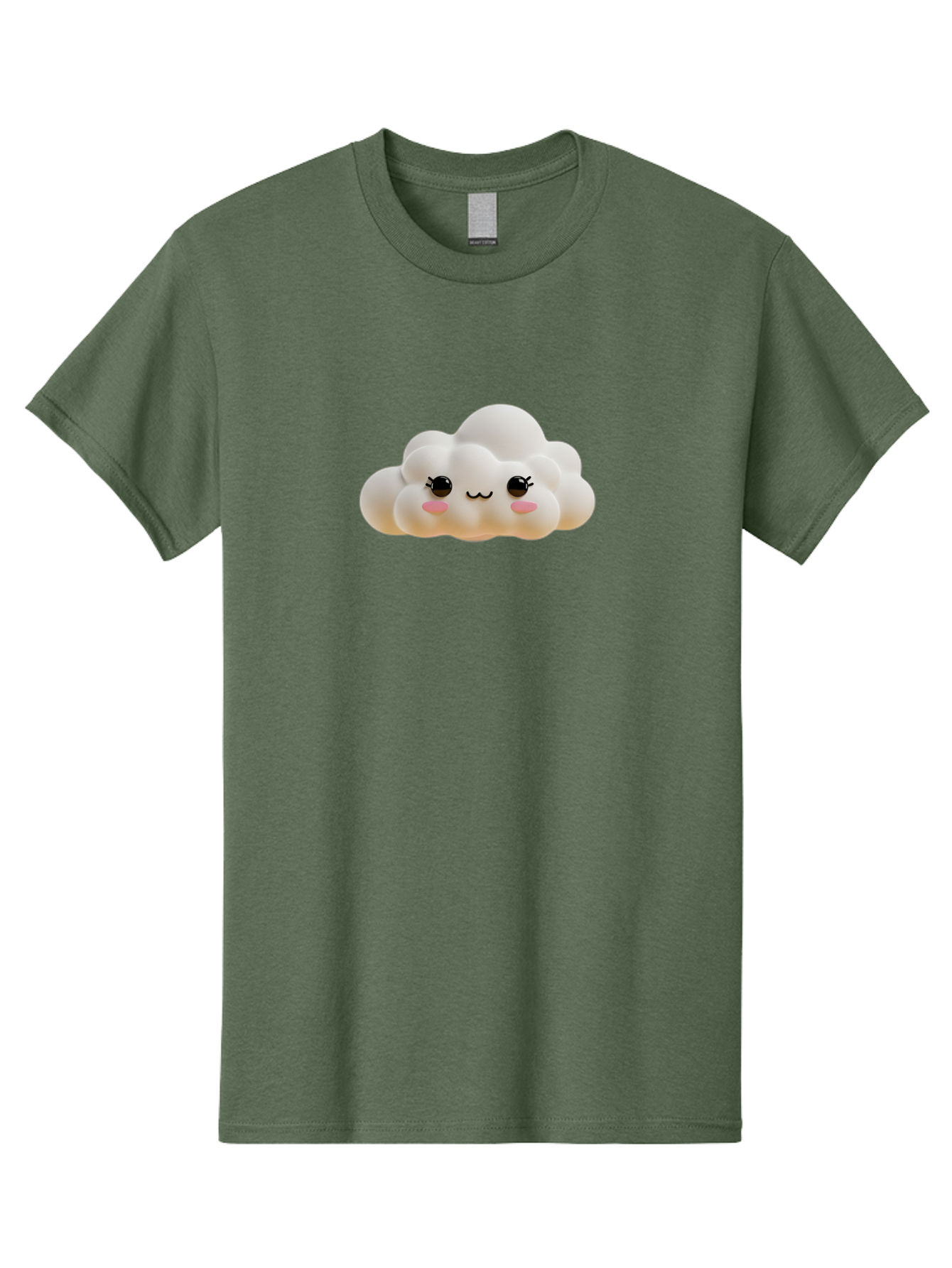 Cute-Cloud-2 Men'S Graphic Tee, 100% Cotton, Comfortable Casual Summer Wear, Machine Washable, Cute Cloud, Kawaii Art, Cartoon Character, Fluffy Cloud, Pastel Colors, Smiling Face, Rosy Cheeks, Eyelashes, Adorable, Whimsical, Fantasy Art, Bae426