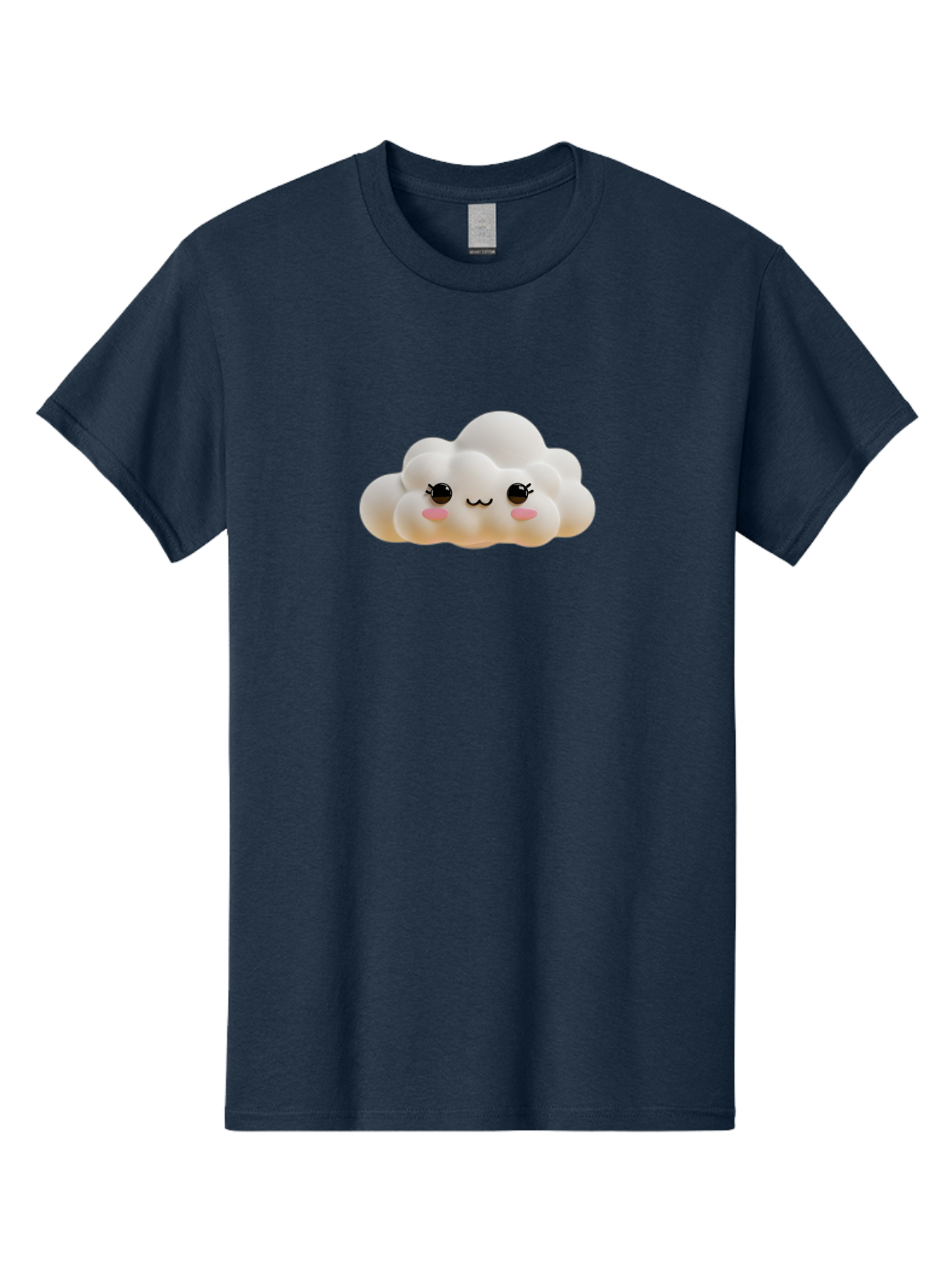 Cute-Cloud-2 Men'S Graphic Tee, 100% Cotton, Comfortable Casual Summer Wear, Machine Washable, Cute Cloud, Kawaii Art, Cartoon Character, Fluffy Cloud, Pastel Colors, Smiling Face, Rosy Cheeks, Eyelashes, Adorable, Whimsical, Fantasy Art, Bae426