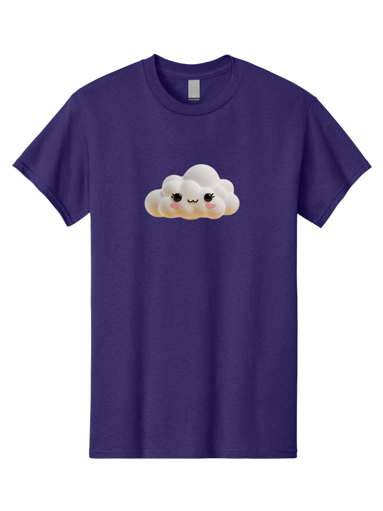 Cute-Cloud-2 Men'S Graphic Tee, 100% Cotton, Comfortable Casual Summer Wear, Machine Washable, Cute Cloud, Kawaii Art, Cartoon Character, Fluffy Cloud, Pastel Colors, Smiling Face, Rosy Cheeks, Eyelashes, Adorable, Whimsical, Fantasy Art, Bae426