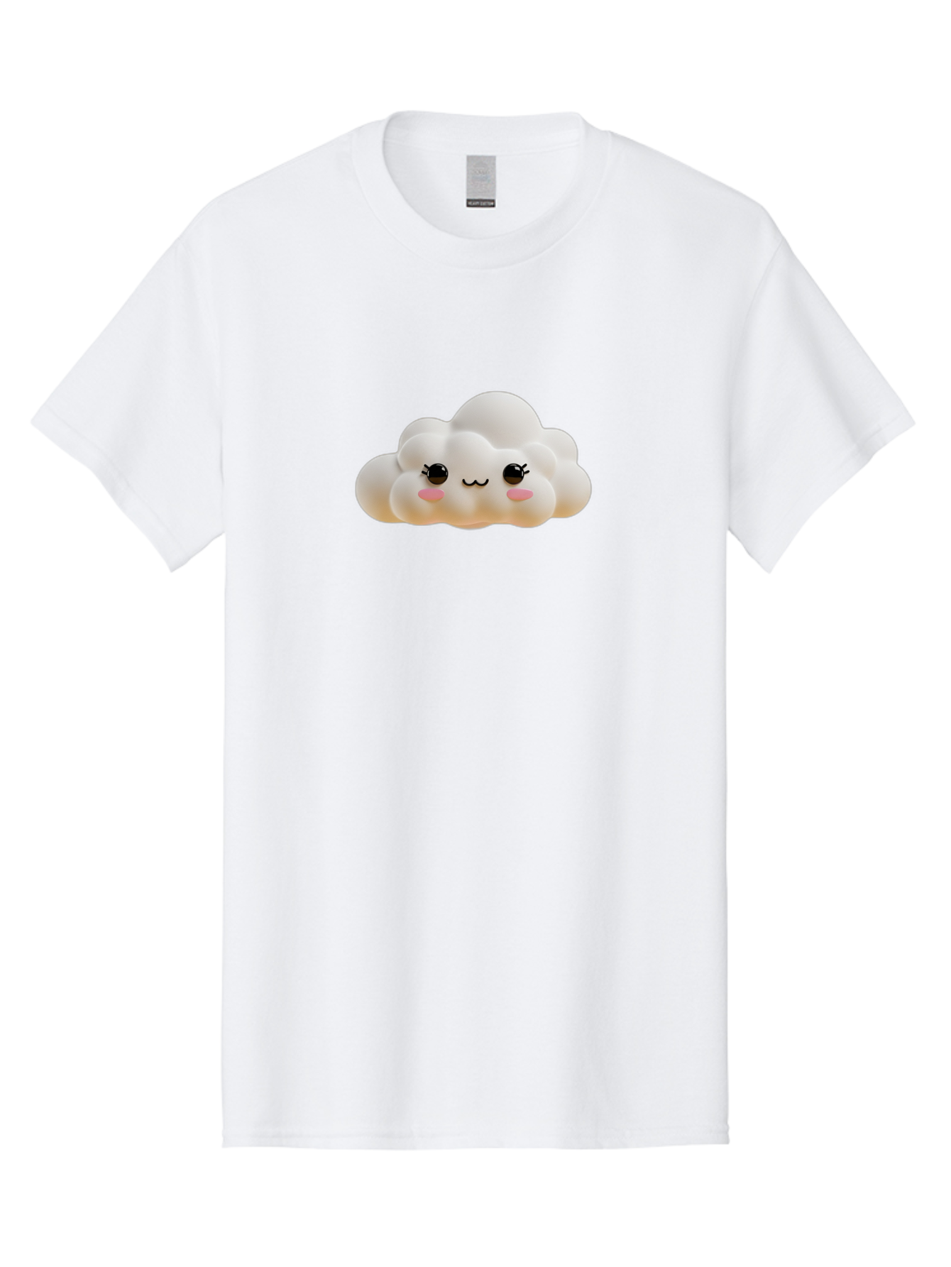 Cute-Cloud-2 Men'S Graphic Tee, 100% Cotton, Comfortable Casual Summer Wear, Machine Washable, Cute Cloud, Kawaii Art, Cartoon Character, Fluffy Cloud, Pastel Colors, Smiling Face, Rosy Cheeks, Eyelashes, Adorable, Whimsical, Fantasy Art, Bae426