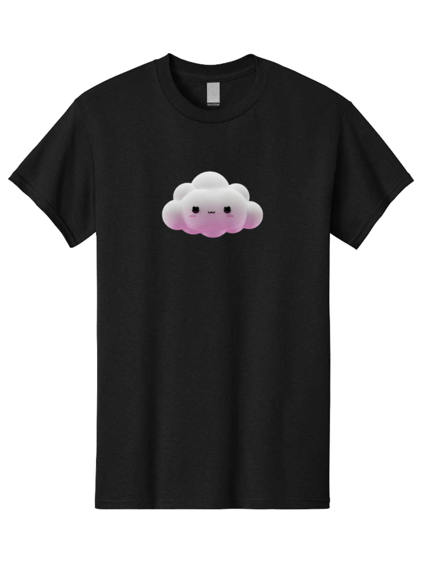 Cute-Cloud-Toy Men'S Graphic Tee, 100% Cotton, Comfortable Casual Summer Wear, Machine Washable, White Fluffy Cloud, Kawaii Character, Smiling Face, Cute Expression, Soft Pink Cheeks, Adorable Eyes, Cartoon Cloud, Pastel Colors, Bae428