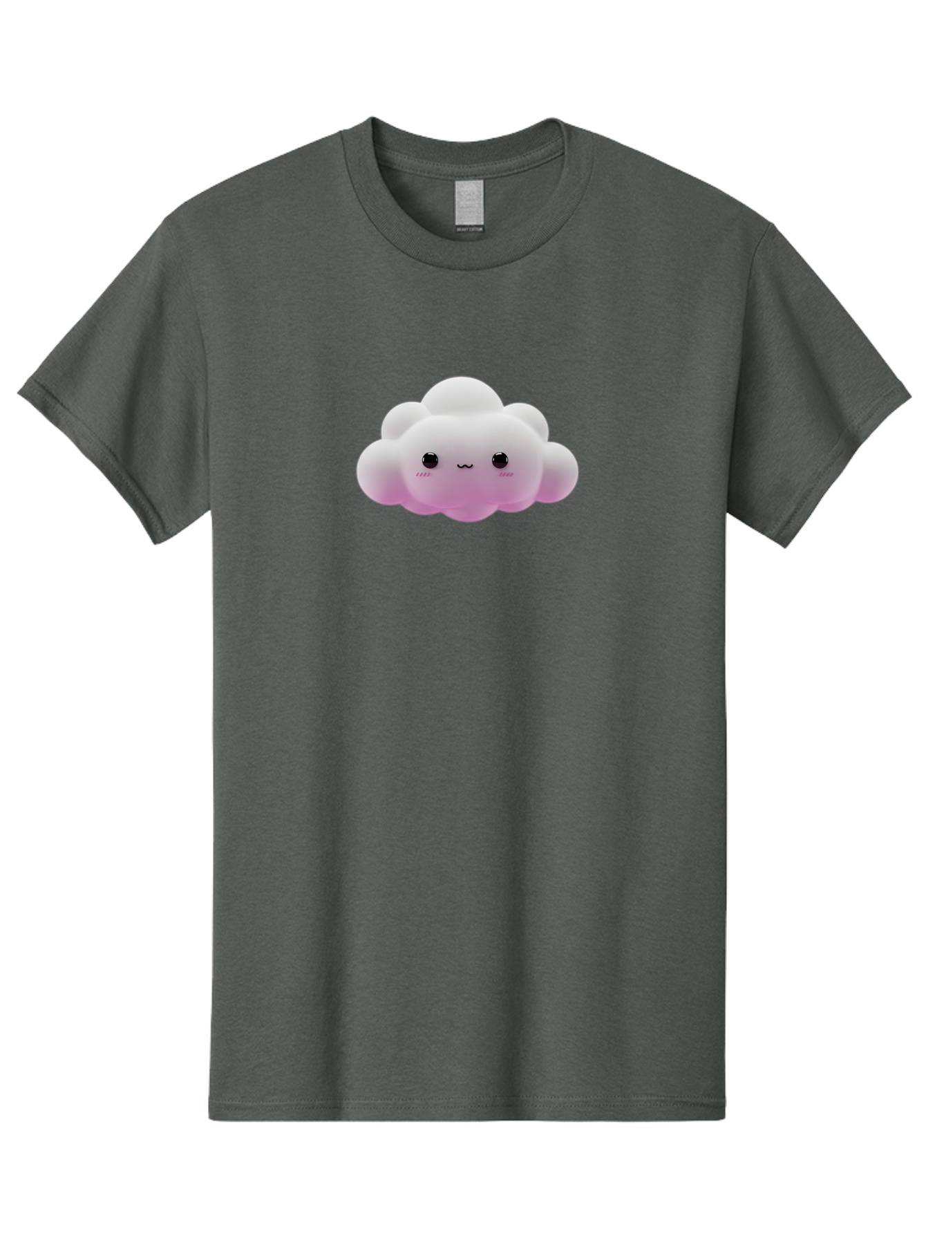 Cute-Cloud-Toy Men'S Graphic Tee, 100% Cotton, Comfortable Casual Summer Wear, Machine Washable, White Fluffy Cloud, Kawaii Character, Smiling Face, Cute Expression, Soft Pink Cheeks, Adorable Eyes, Cartoon Cloud, Pastel Colors, Bae428