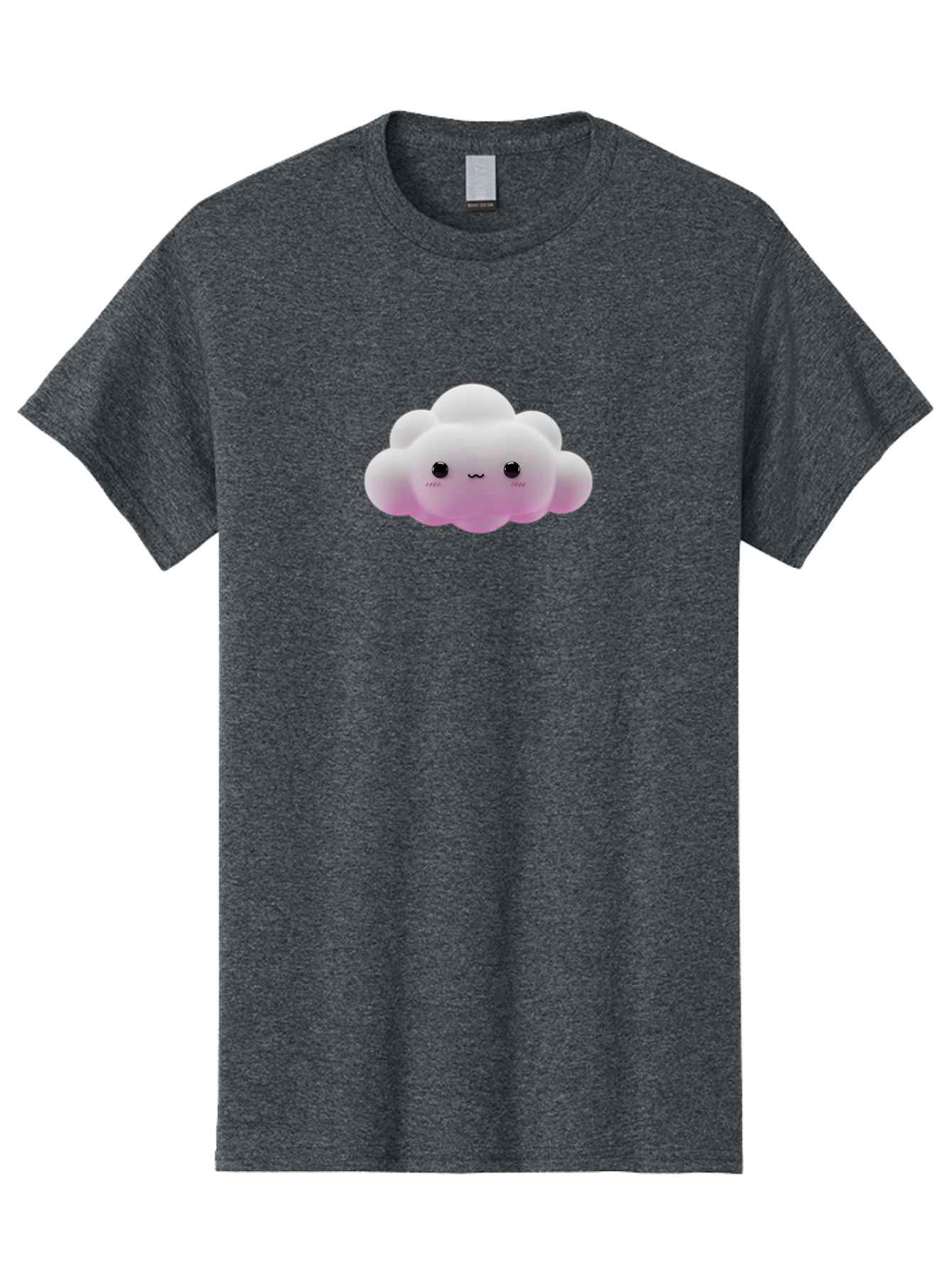 Cute-Cloud-Toy Men'S Graphic Tee, 100% Cotton, Comfortable Casual Summer Wear, Machine Washable, White Fluffy Cloud, Kawaii Character, Smiling Face, Cute Expression, Soft Pink Cheeks, Adorable Eyes, Cartoon Cloud, Pastel Colors, Bae428