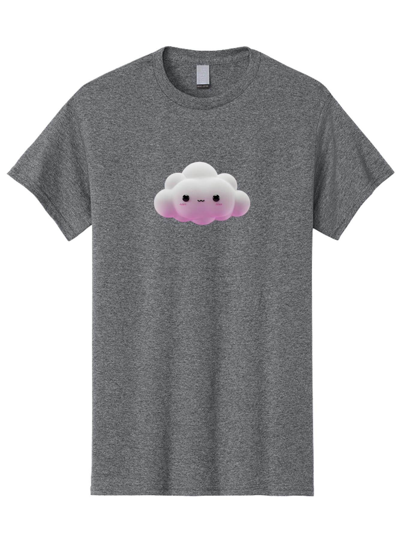 Cute-Cloud-Toy Men'S Graphic Tee, 100% Cotton, Comfortable Casual Summer Wear, Machine Washable, White Fluffy Cloud, Kawaii Character, Smiling Face, Cute Expression, Soft Pink Cheeks, Adorable Eyes, Cartoon Cloud, Pastel Colors, Bae428