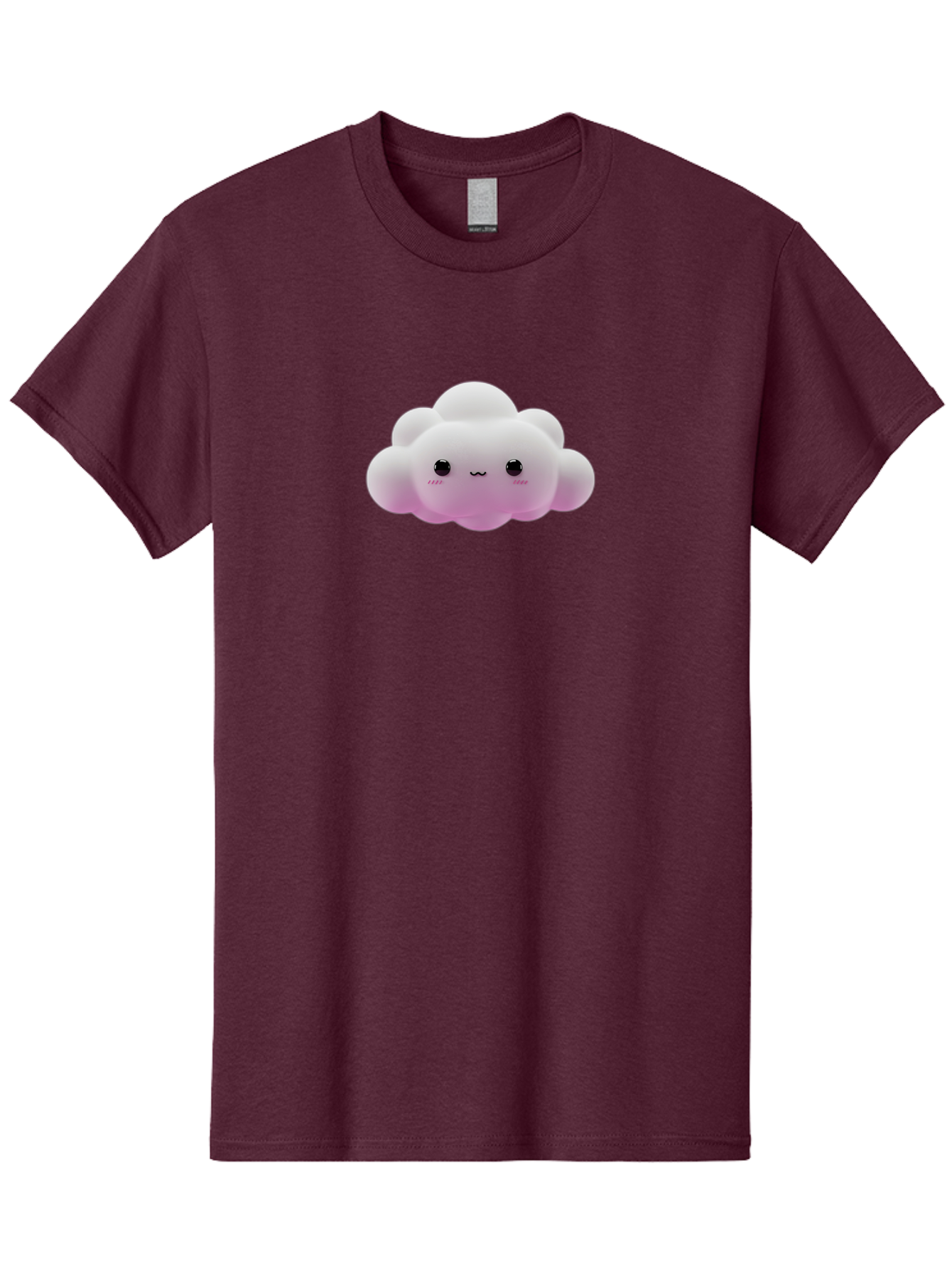 Cute-Cloud-Toy Men'S Graphic Tee, 100% Cotton, Comfortable Casual Summer Wear, Machine Washable, White Fluffy Cloud, Kawaii Character, Smiling Face, Cute Expression, Soft Pink Cheeks, Adorable Eyes, Cartoon Cloud, Pastel Colors, Bae428