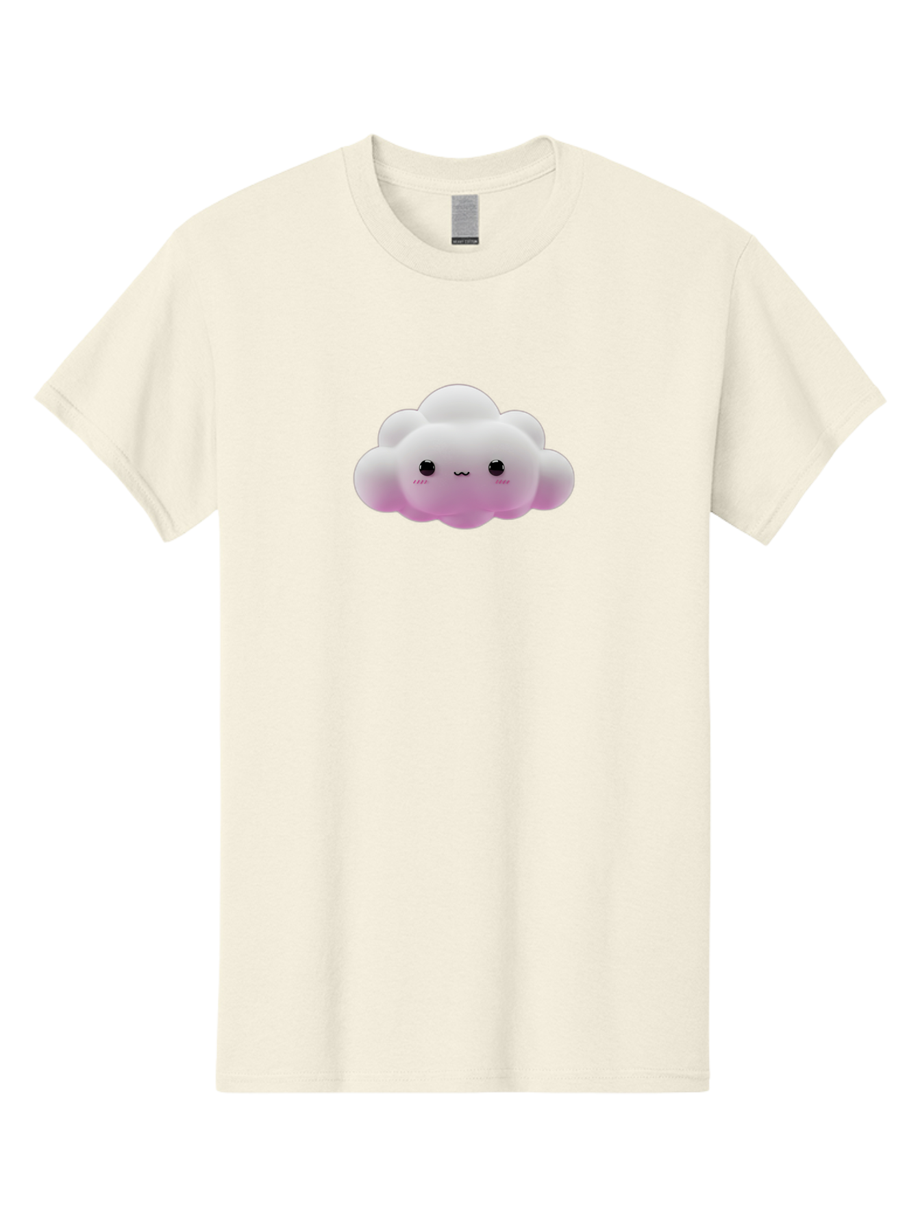 Cute-Cloud-Toy Men'S Graphic Tee, 100% Cotton, Comfortable Casual Summer Wear, Machine Washable, White Fluffy Cloud, Kawaii Character, Smiling Face, Cute Expression, Soft Pink Cheeks, Adorable Eyes, Cartoon Cloud, Pastel Colors, Bae428