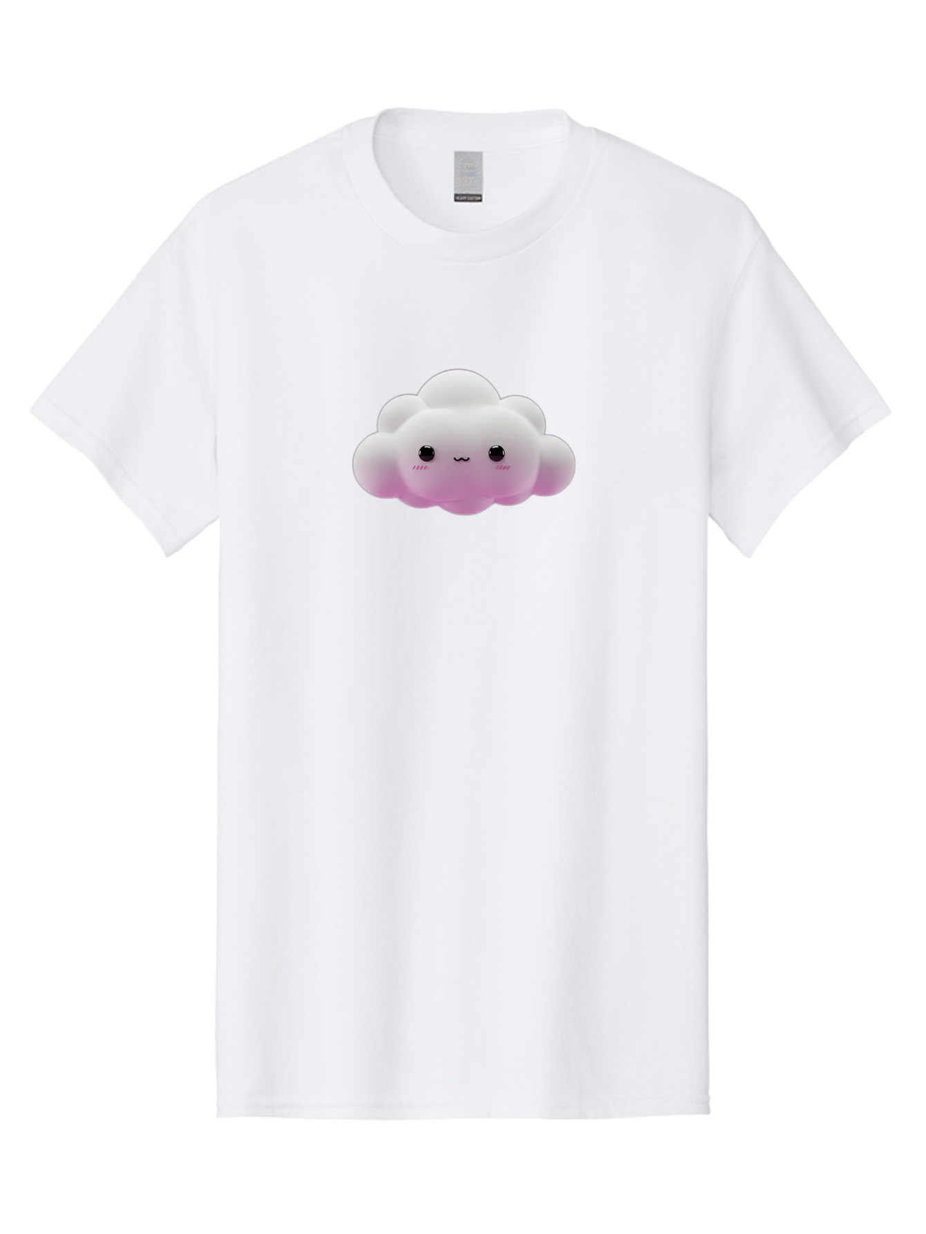 Cute-Cloud-Toy Men'S Graphic Tee, 100% Cotton, Comfortable Casual Summer Wear, Machine Washable, White Fluffy Cloud, Kawaii Character, Smiling Face, Cute Expression, Soft Pink Cheeks, Adorable Eyes, Cartoon Cloud, Pastel Colors, Bae428